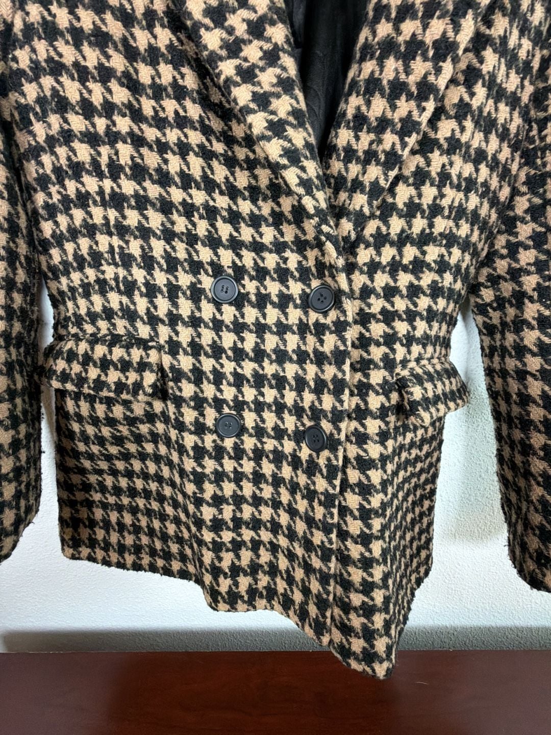 Blank NYC Houndstooth Blazer Size XS Double Breasted Wool Blend 3