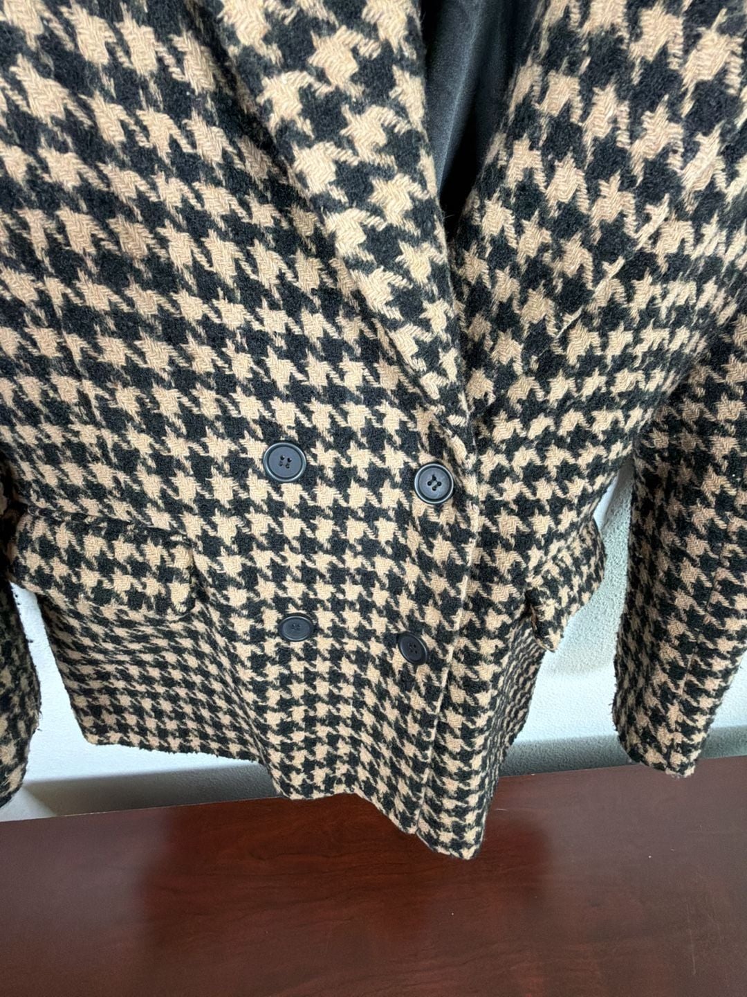 Blank NYC Houndstooth Blazer Size XS Double Breasted Wool Blend 5