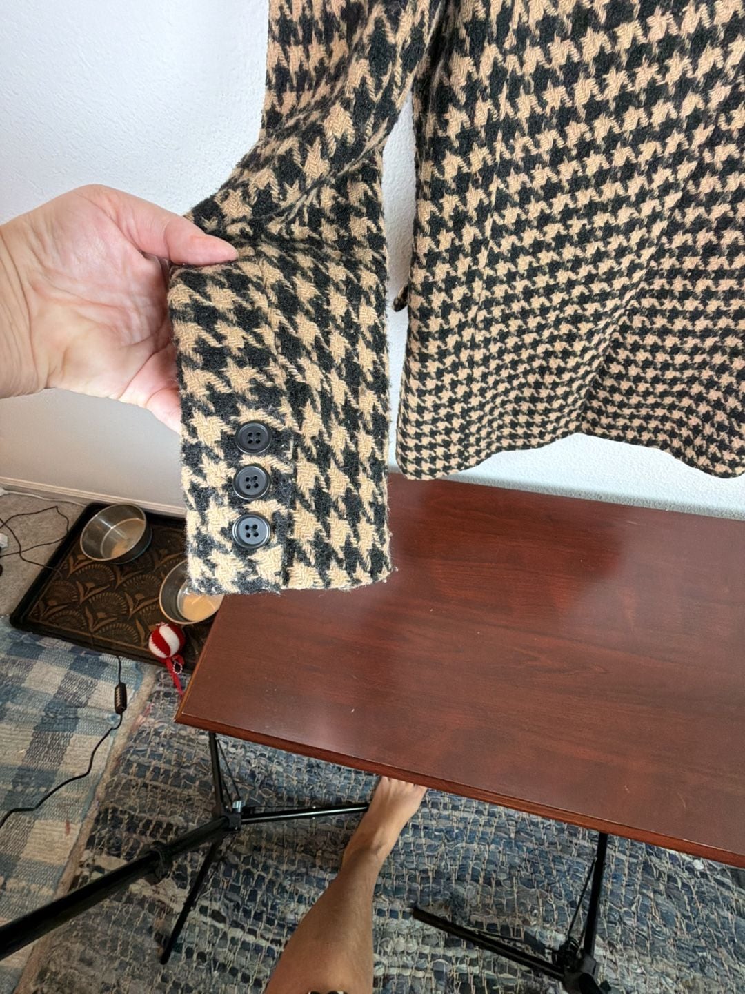 Blank NYC Houndstooth Blazer Size XS Double Breasted Wool Blend 10