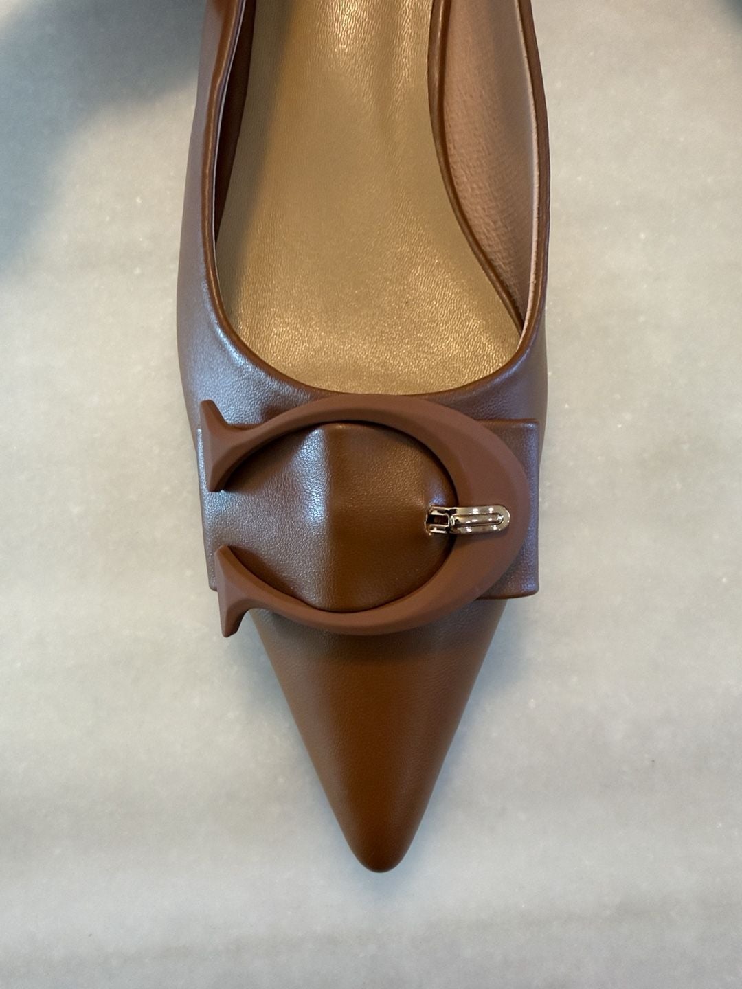 C.Paravano Pointed Toe Flats Size 40 Brown Buckle Leather 5