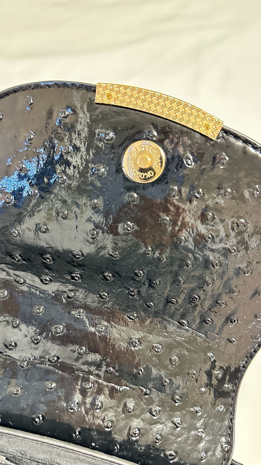 Cato Black Ostrich Embossed Crossbody Handbag 4