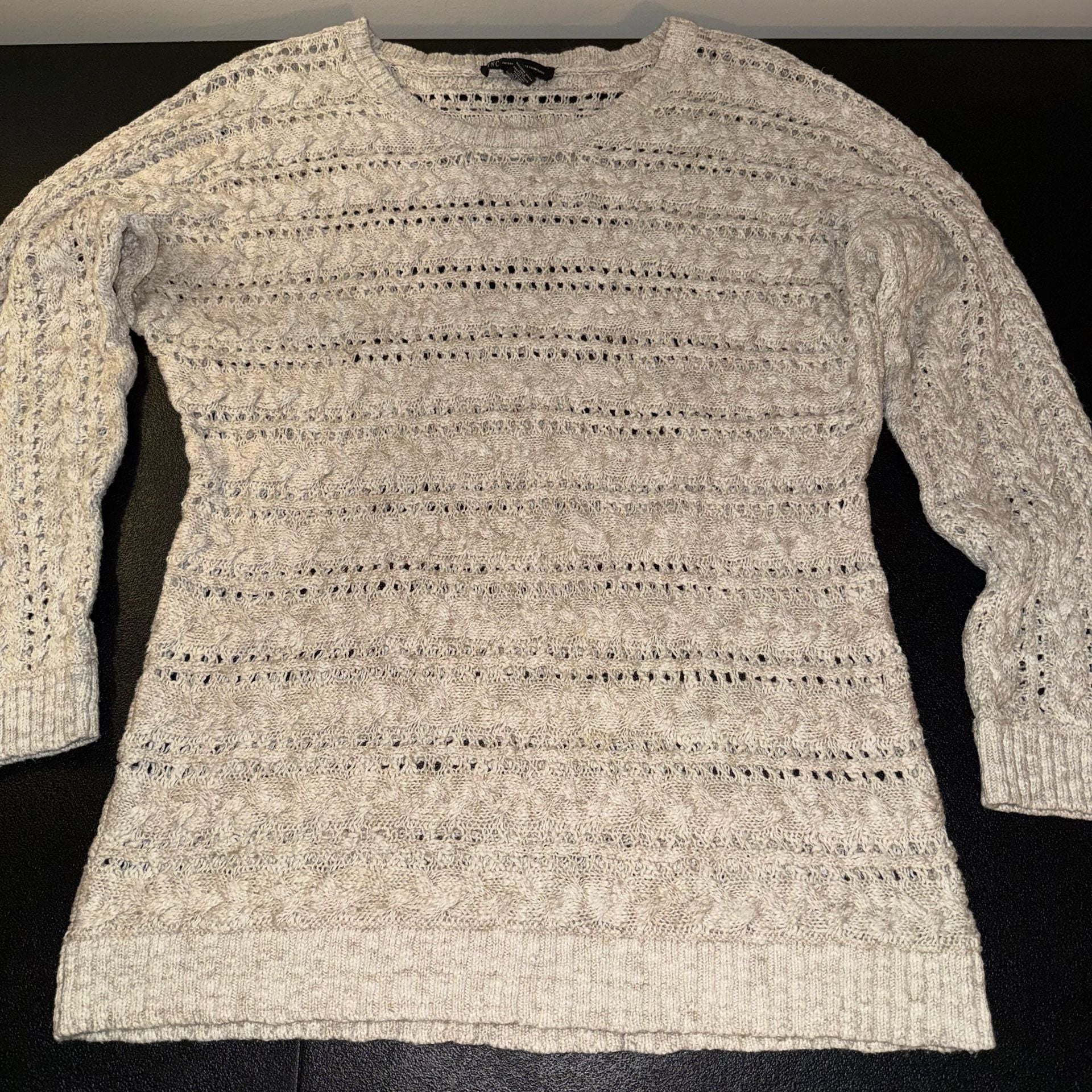 Inc International Concepts Sweater Size L Beige Open Knit 2
