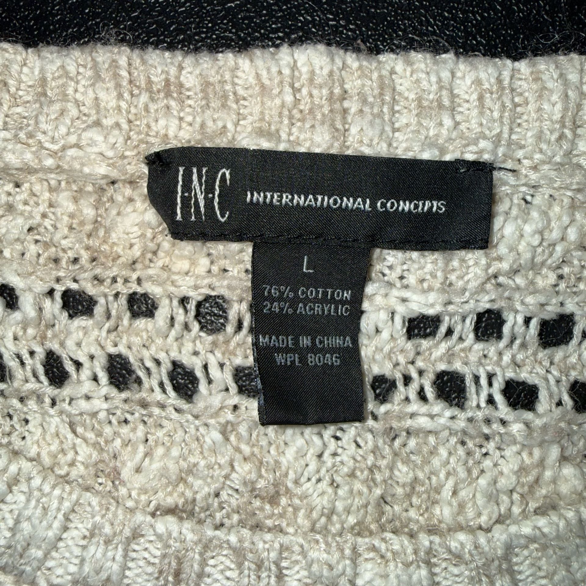 Inc International Concepts Sweater Size L Beige Open Knit 3