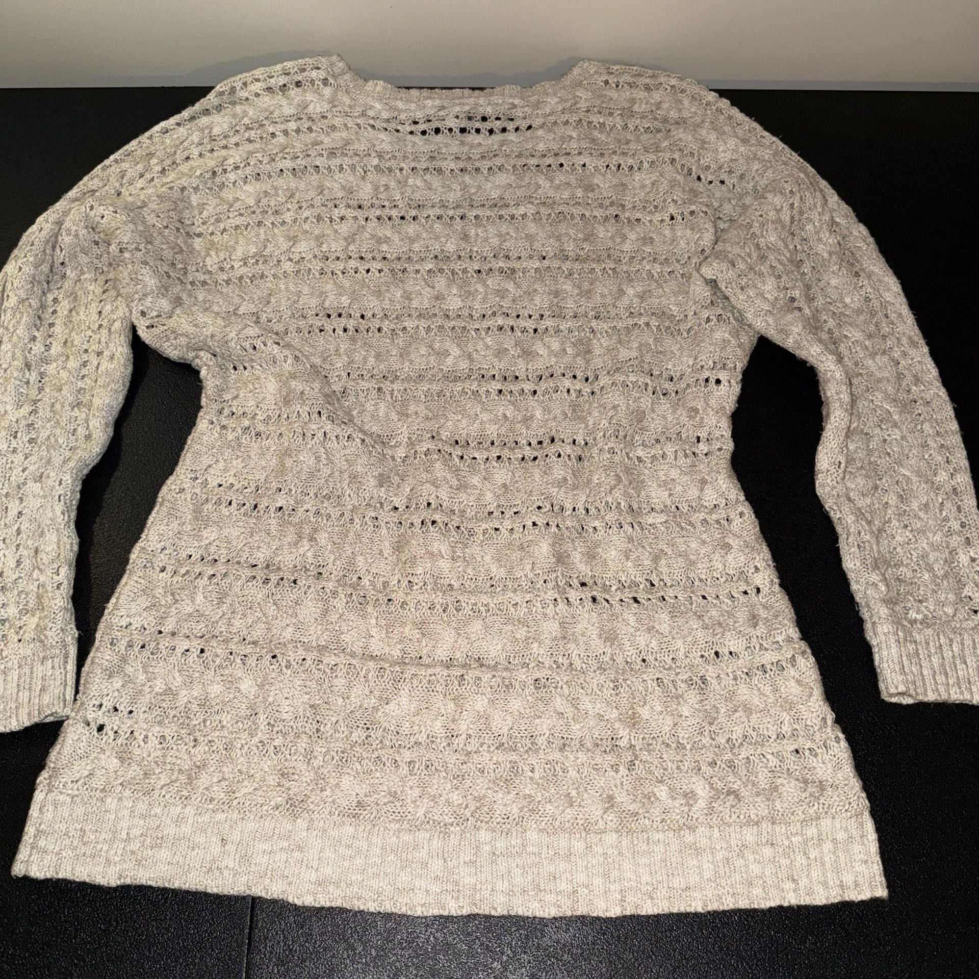 Inc International Concepts Sweater Size L Beige Open Knit 6