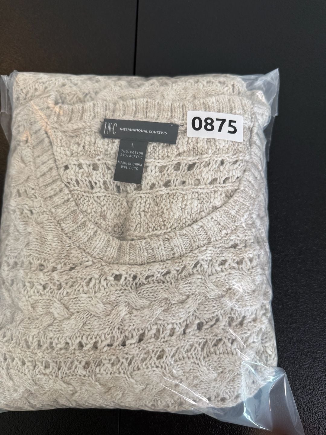 Inc International Concepts Sweater Size L Beige Open Knit 7