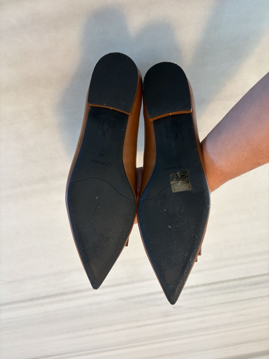 C.Paravano Pointed Toe Flats Size 40 Brown Buckle Leather 6