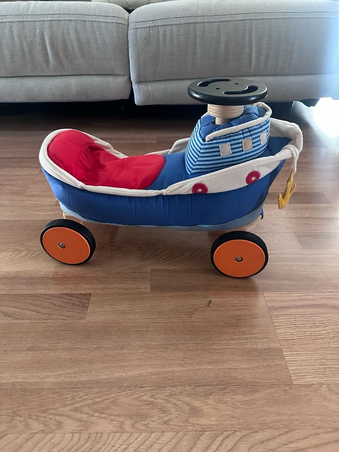 Wonderworld Soft Wood Ride On Boat Toy Blue Red 1