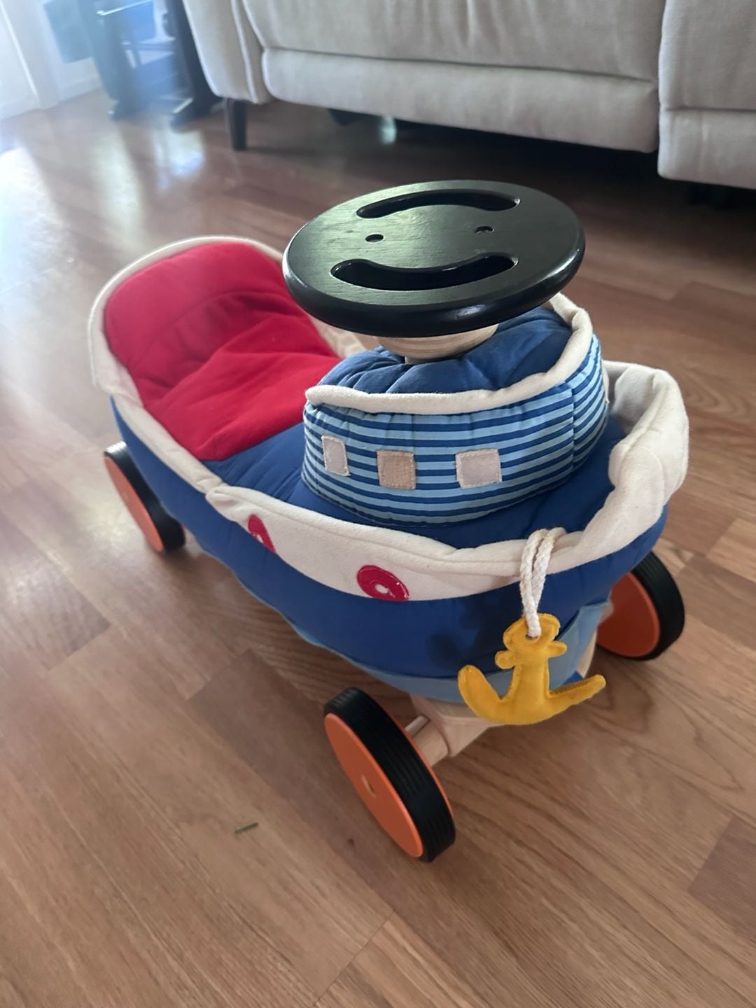 Wonderworld Soft Wood Ride On Boat Toy Blue Red 2