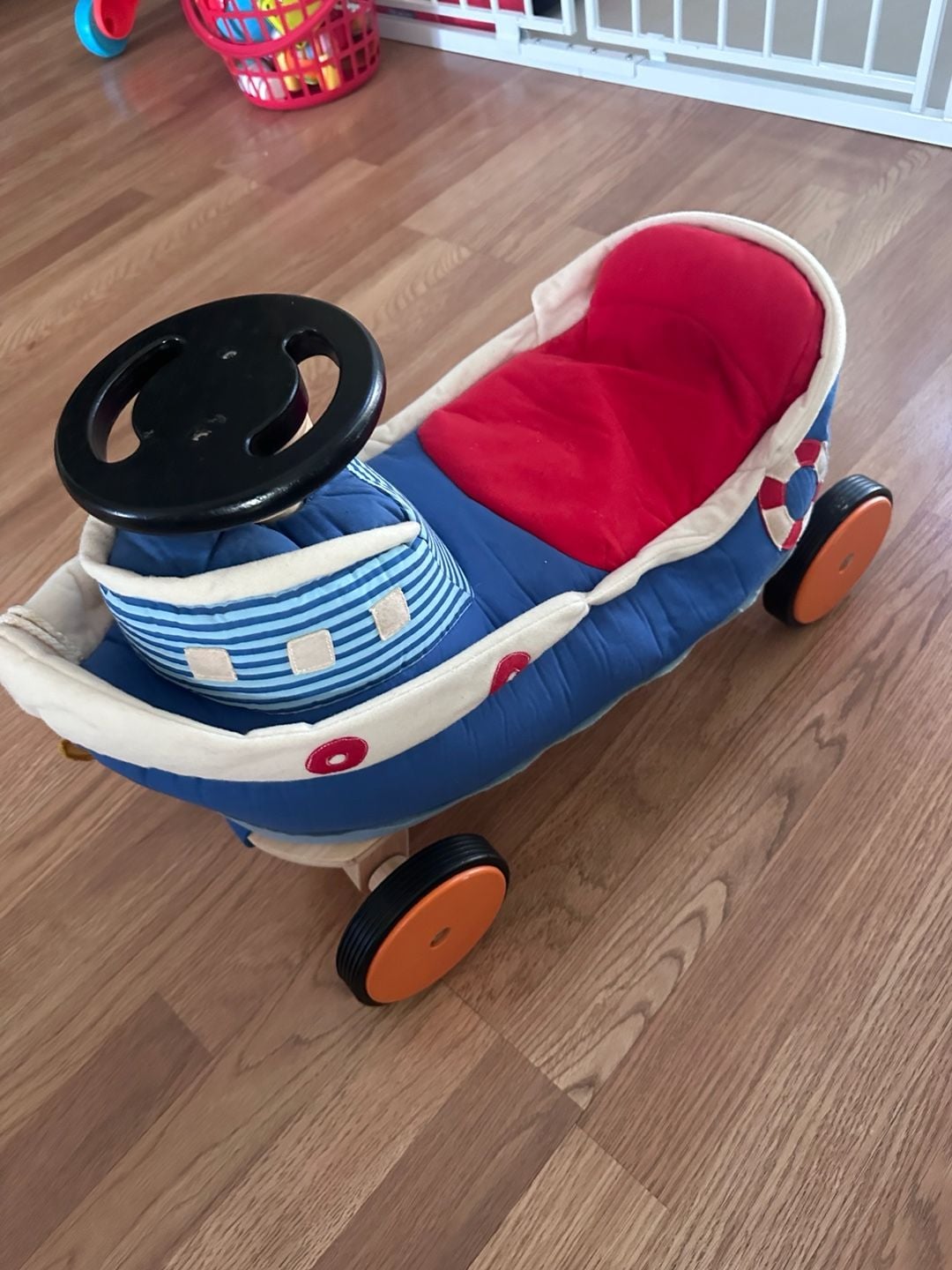 Wonderworld Soft Wood Ride On Boat Toy Blue Red 4