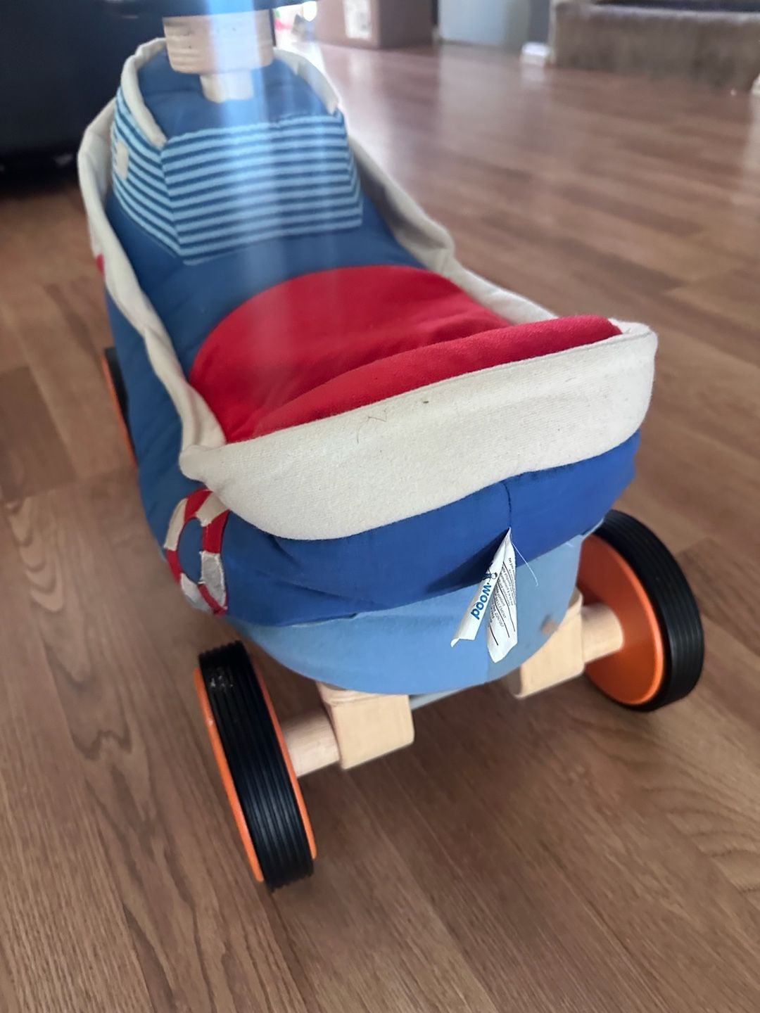 Wonderworld Soft Wood Ride On Boat Toy Blue Red 5