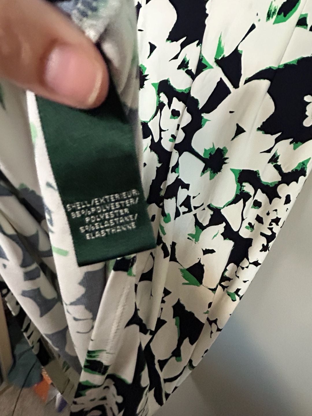 Lauren Ralph Lauren Floral Dress Size 2 Black White Green V-Neck Ruched 8