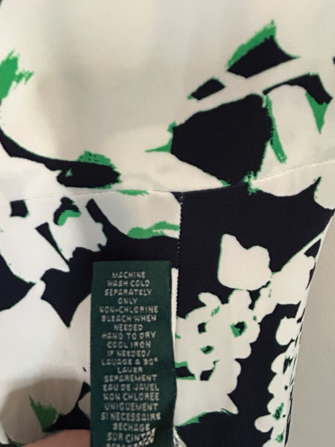 Lauren Ralph Lauren Floral Dress Size 2 Black White Green V-Neck Ruched 9