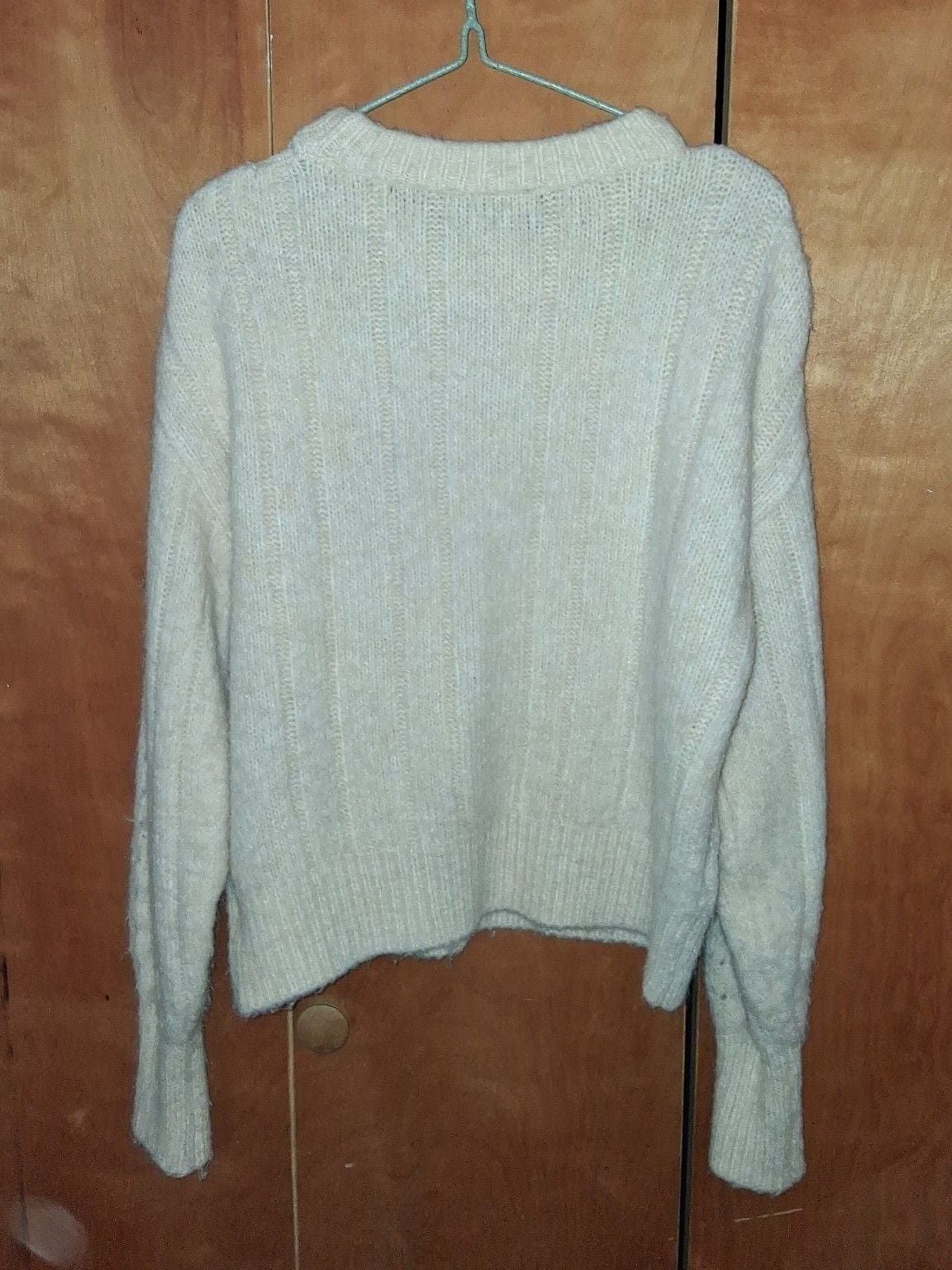 Express Sweater Size XS Cream Lace Trim Knit 5