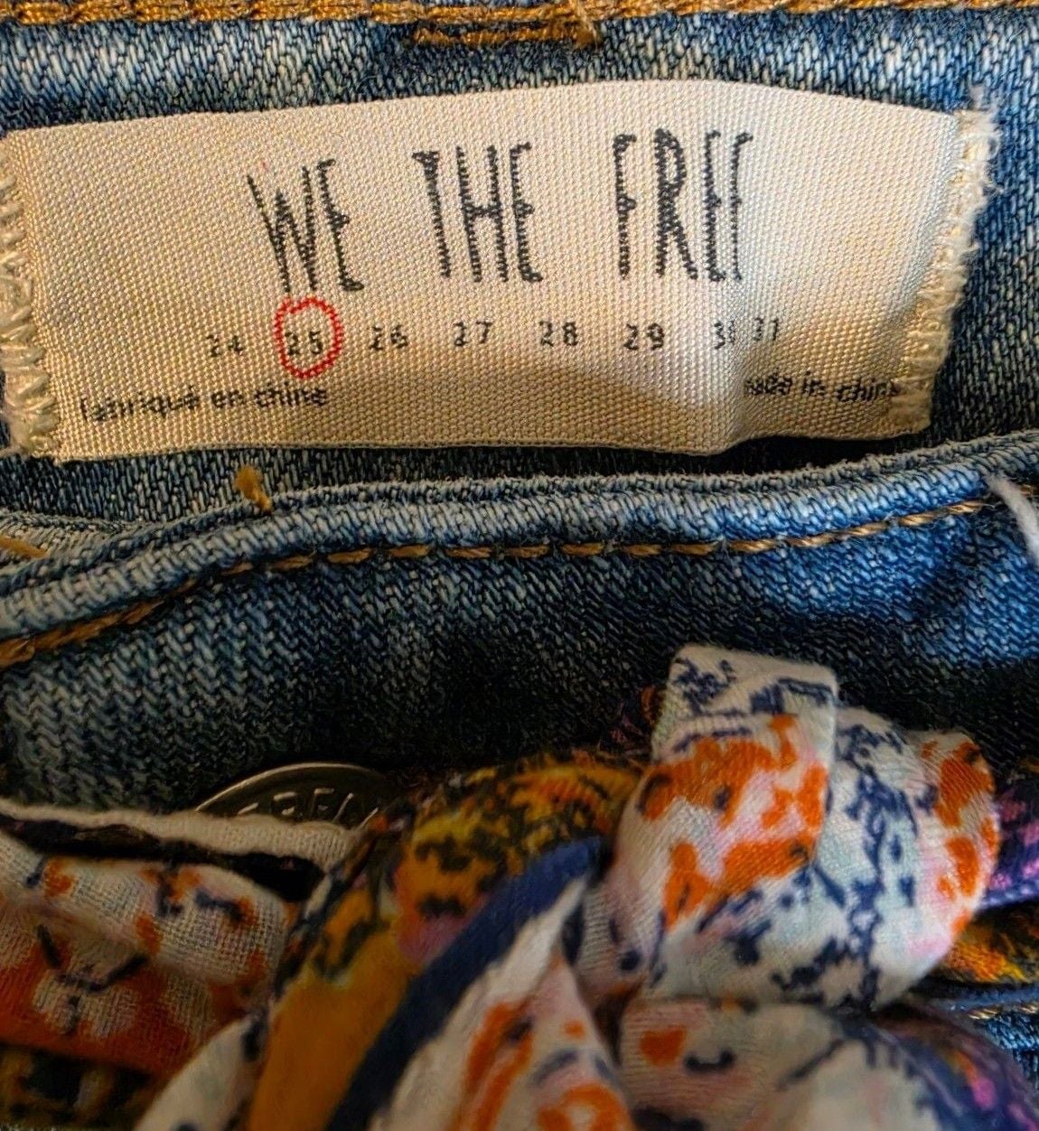 We The Free Jeans Size 25 Blue Bandana Belted 4