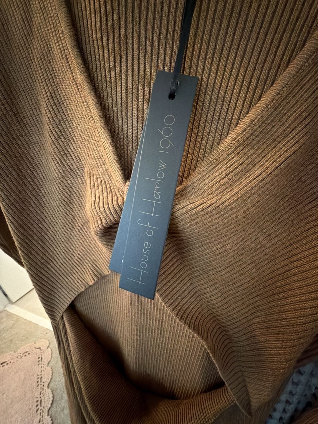 House of Harlow 1960 Maxi Dress Size M Brown Ribbed Cutout 5