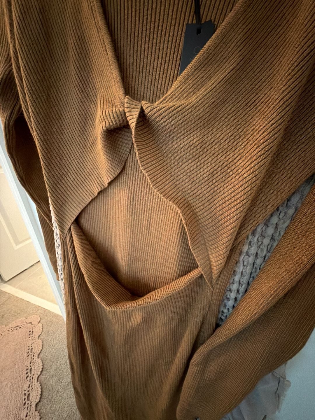 House of Harlow 1960 Maxi Dress Size M Brown Ribbed Cutout 6