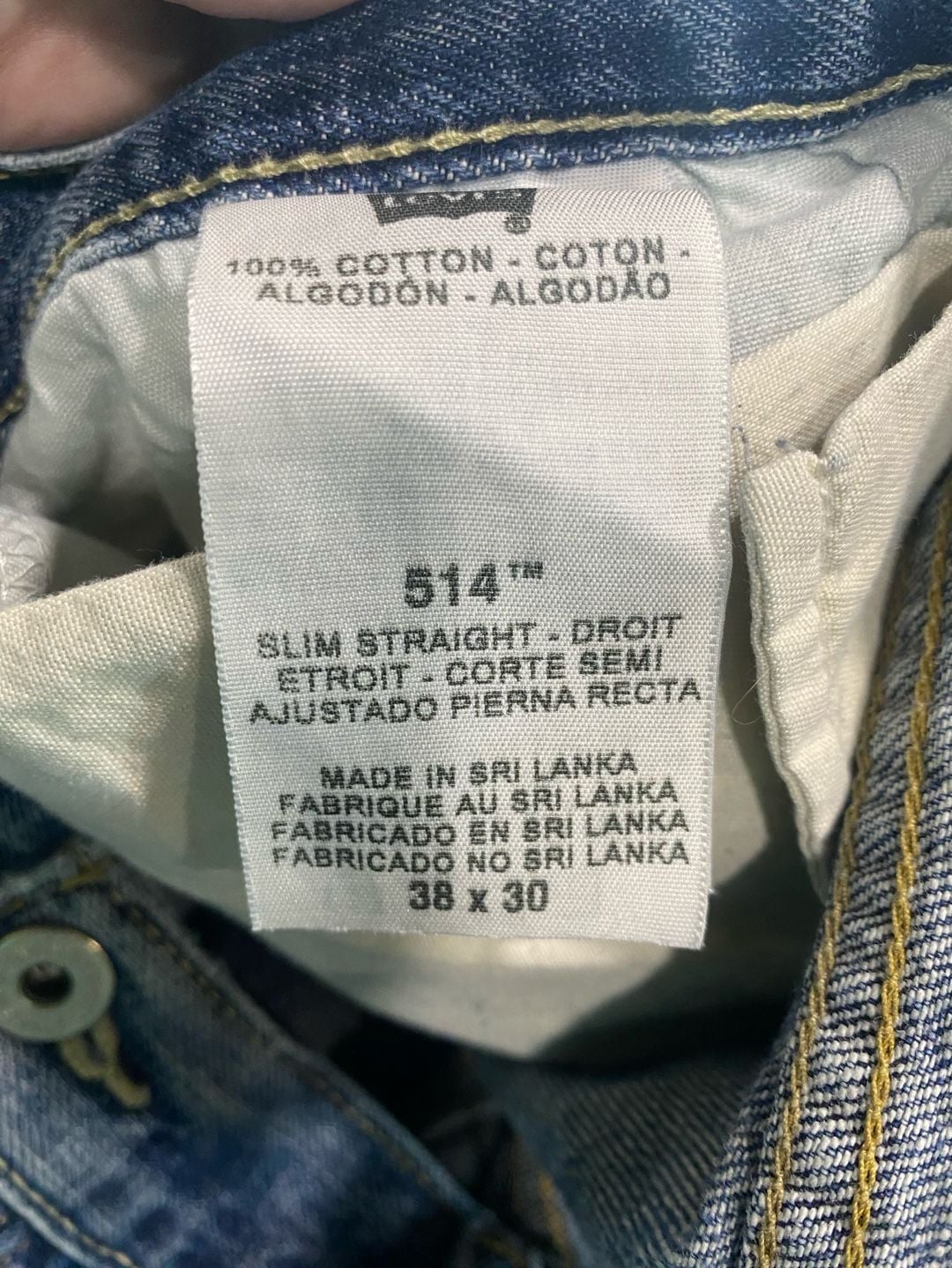 Levi's 514 Slim Straight Jeans W38 x L30 Blue Distressed Denim 10