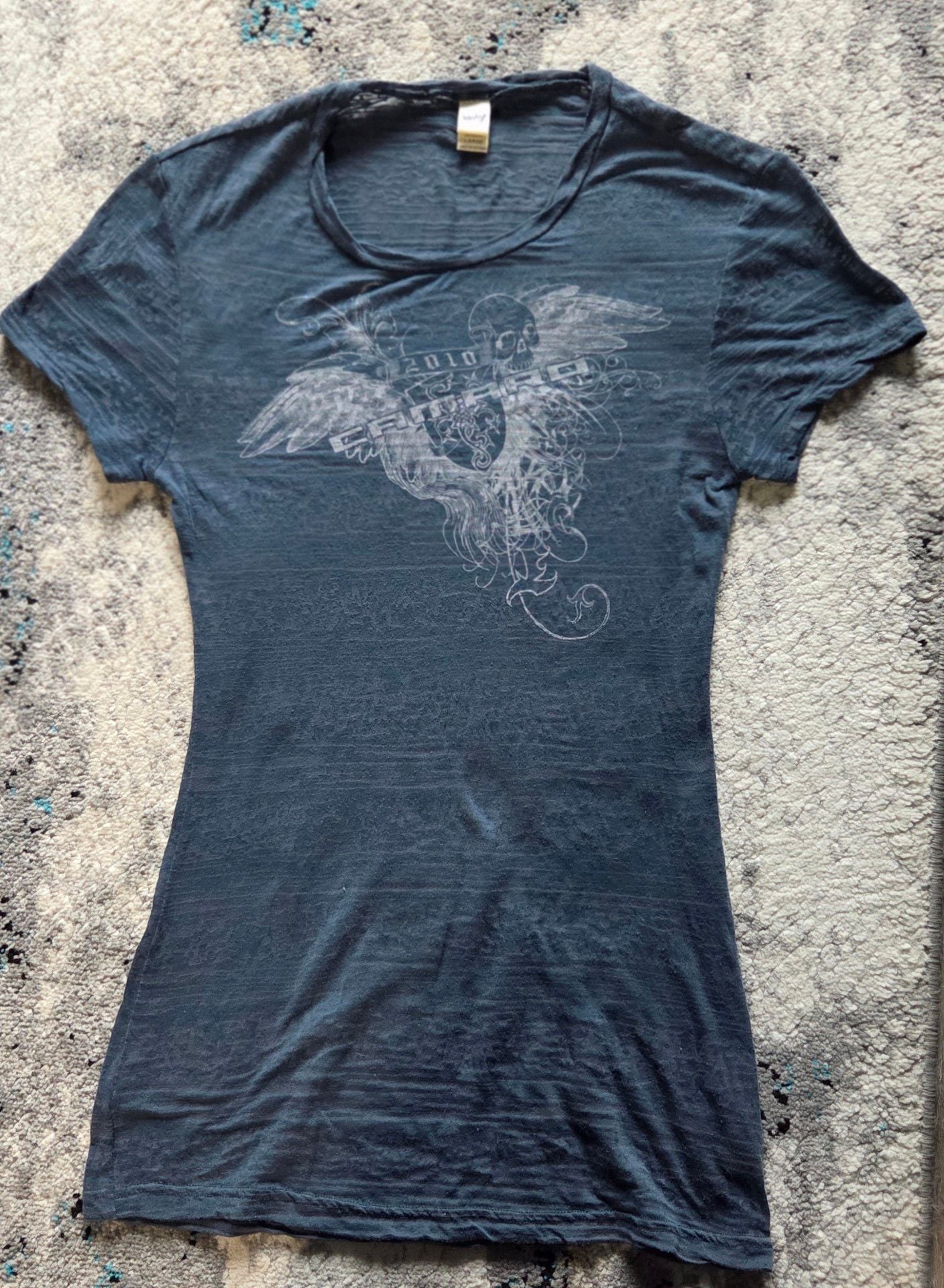 Kavio! 2010 Camaro Graphic T-Shirt Size Large Blue Burnout Skull 2
