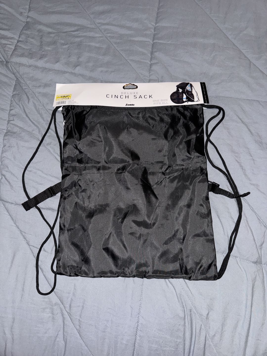 Franklin Deluxe Cinch Sac One Size Black Drawstring Backpack New 5