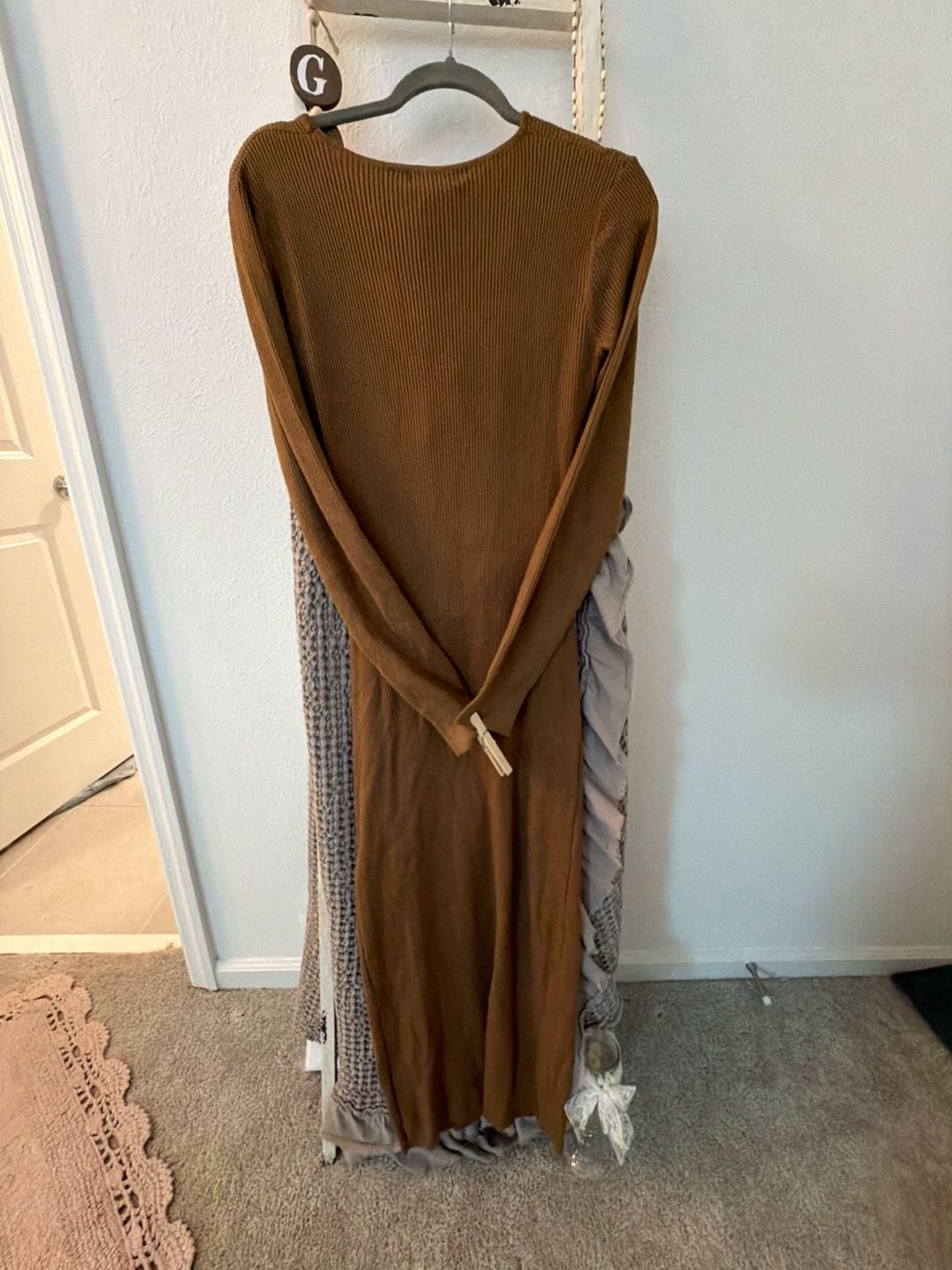 House of Harlow 1960 Maxi Dress Size M Brown Ribbed Cutout 9
