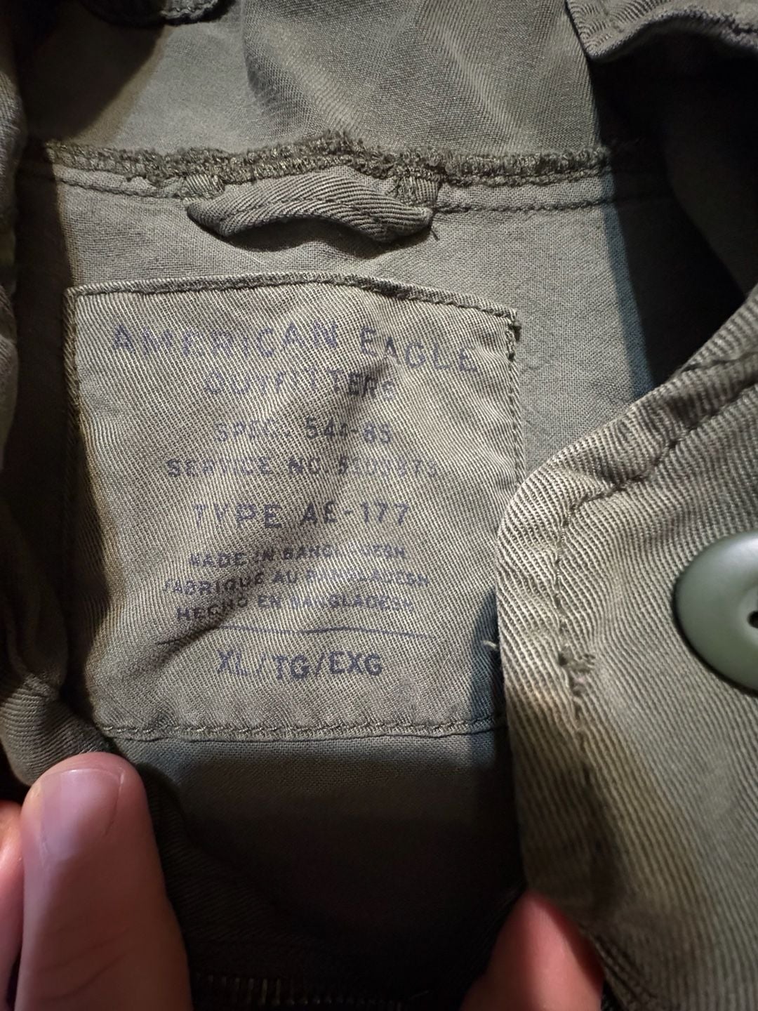 American Eagle Type AE-177 Hooded Jacket Size XL Olive Green Utility 3