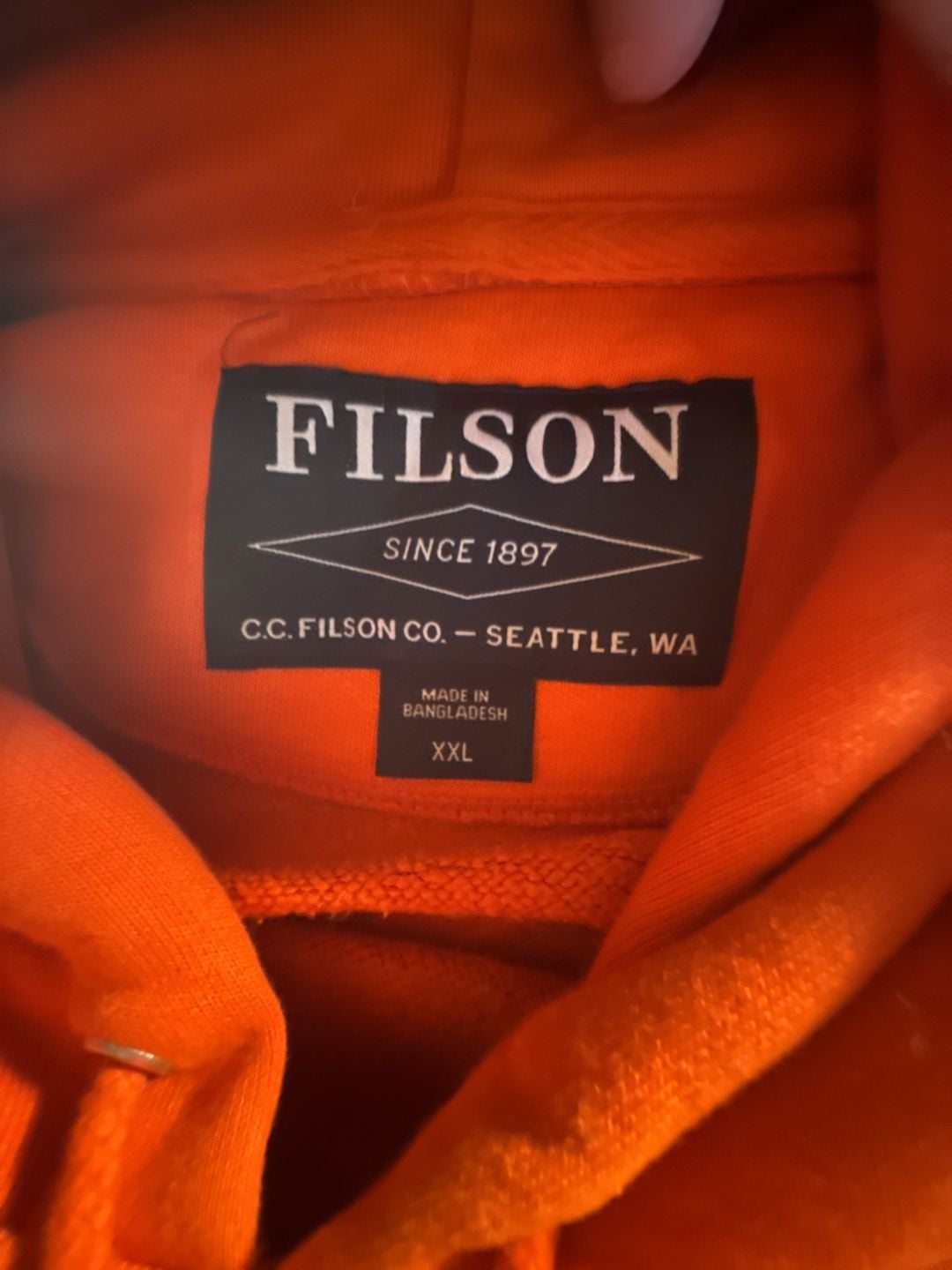 Filson Workwear 450 GSM Hoodie Sweatshirt Hoodie Size XXL Blaze Orange Reilly 3
