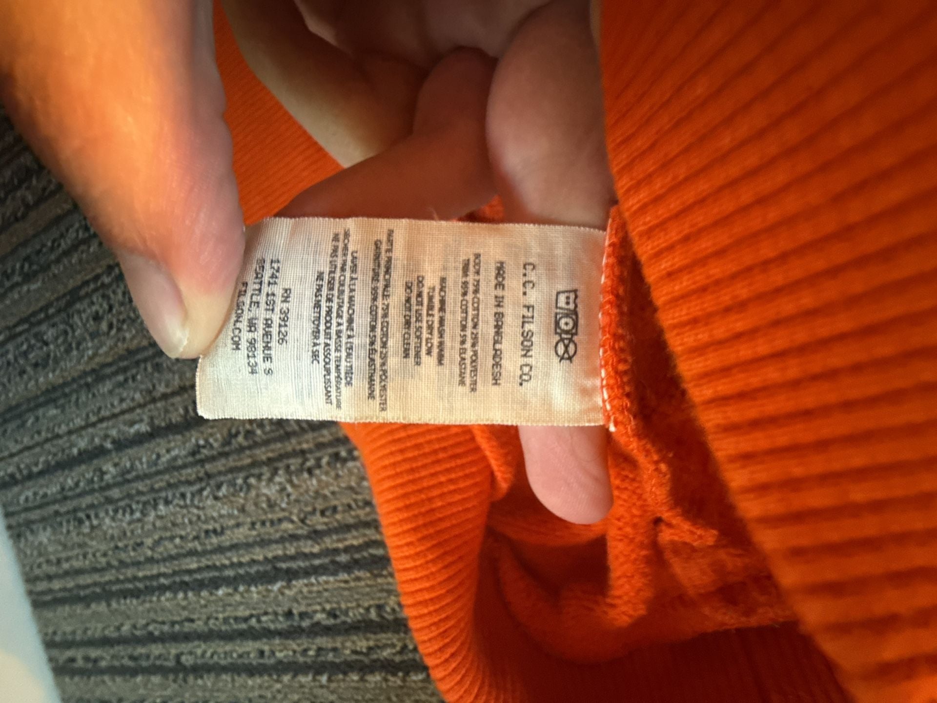 Filson Workwear 450 GSM Hoodie Sweatshirt Hoodie Size XXL Blaze Orange Reilly 6