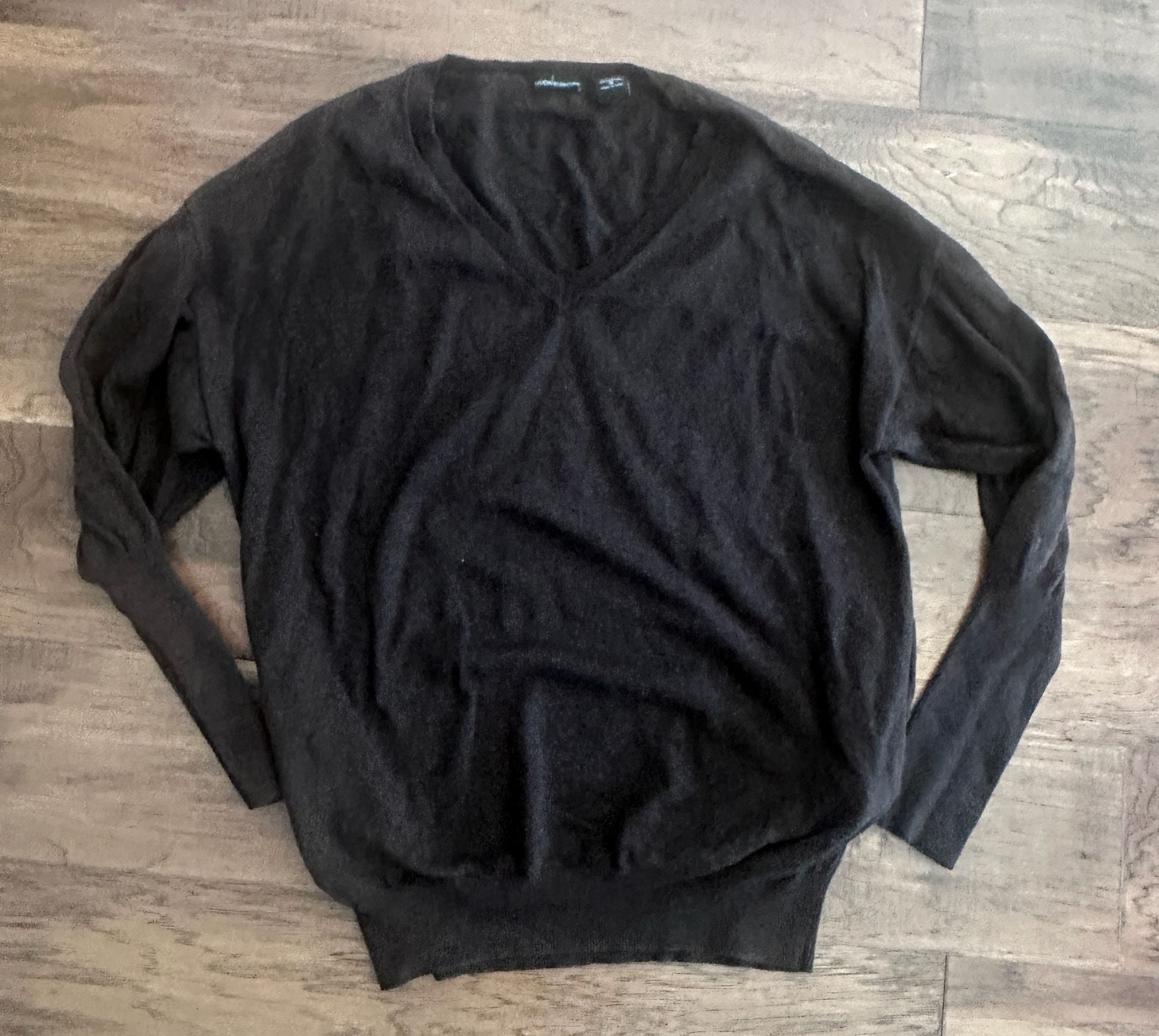 Moda International V-Neck Sweater Size M Brown Cotton Cashmere 3