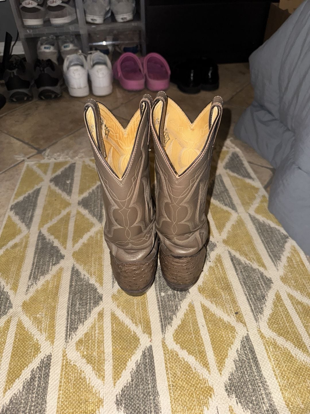 Vintage Justin 1980s Full Quill Ostrich
Western Boots 10