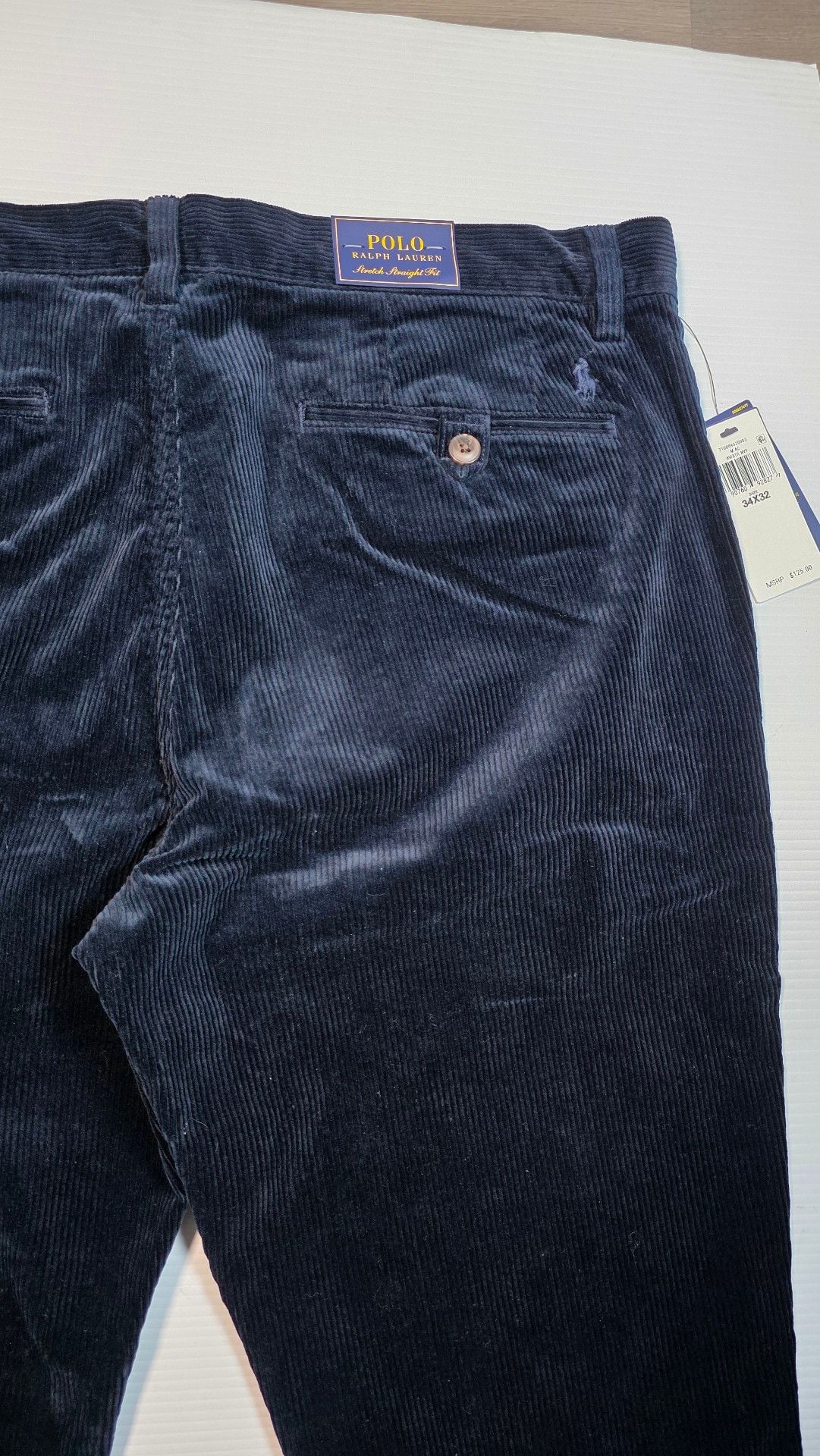 Polo Ralph Lauren Stretch Straight Fit Corduroy Pants 34x32 Navy New 9
