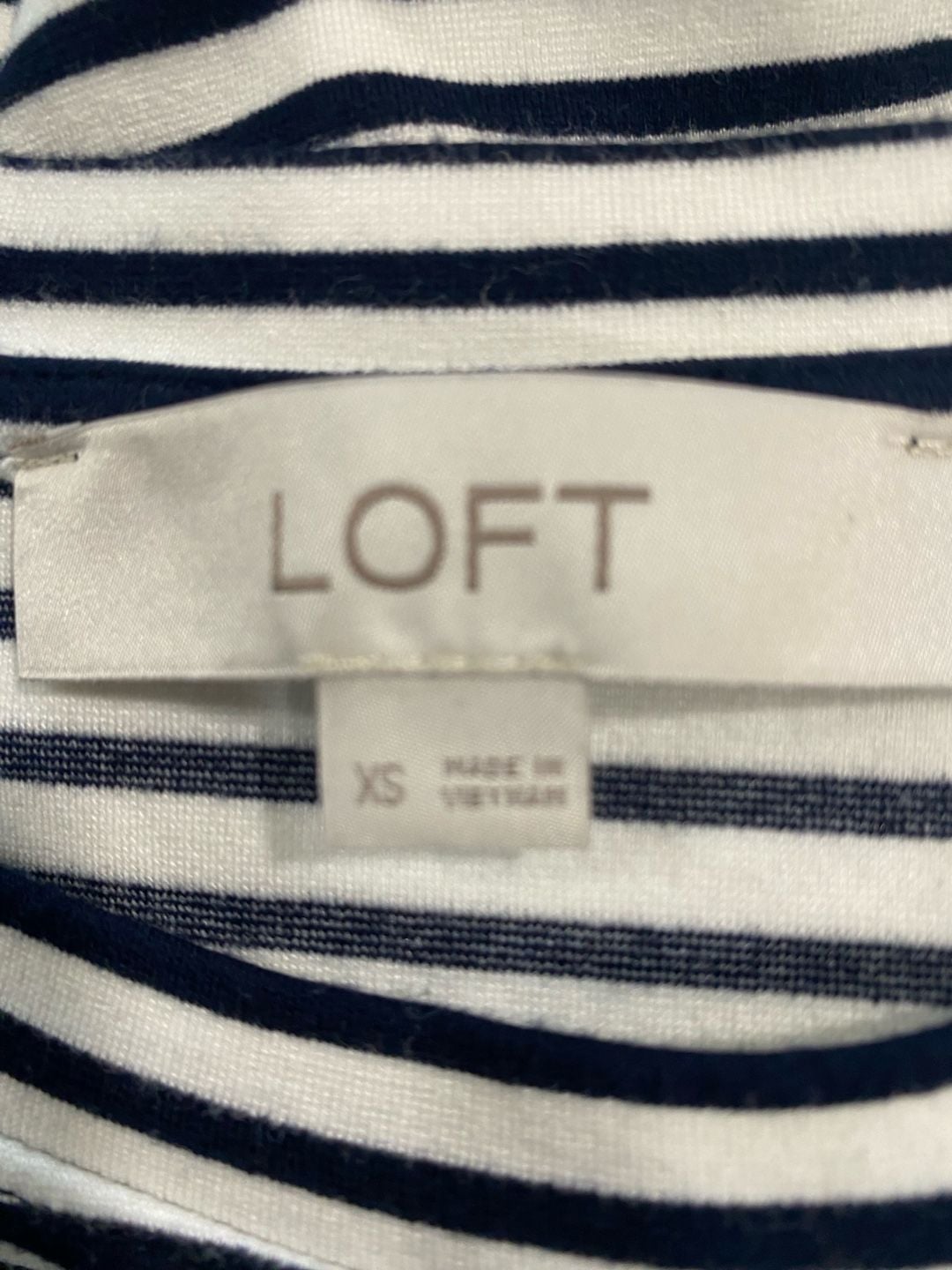 Loft Striped Button Detail Dress Size XS Navy White Long Sleeve 6