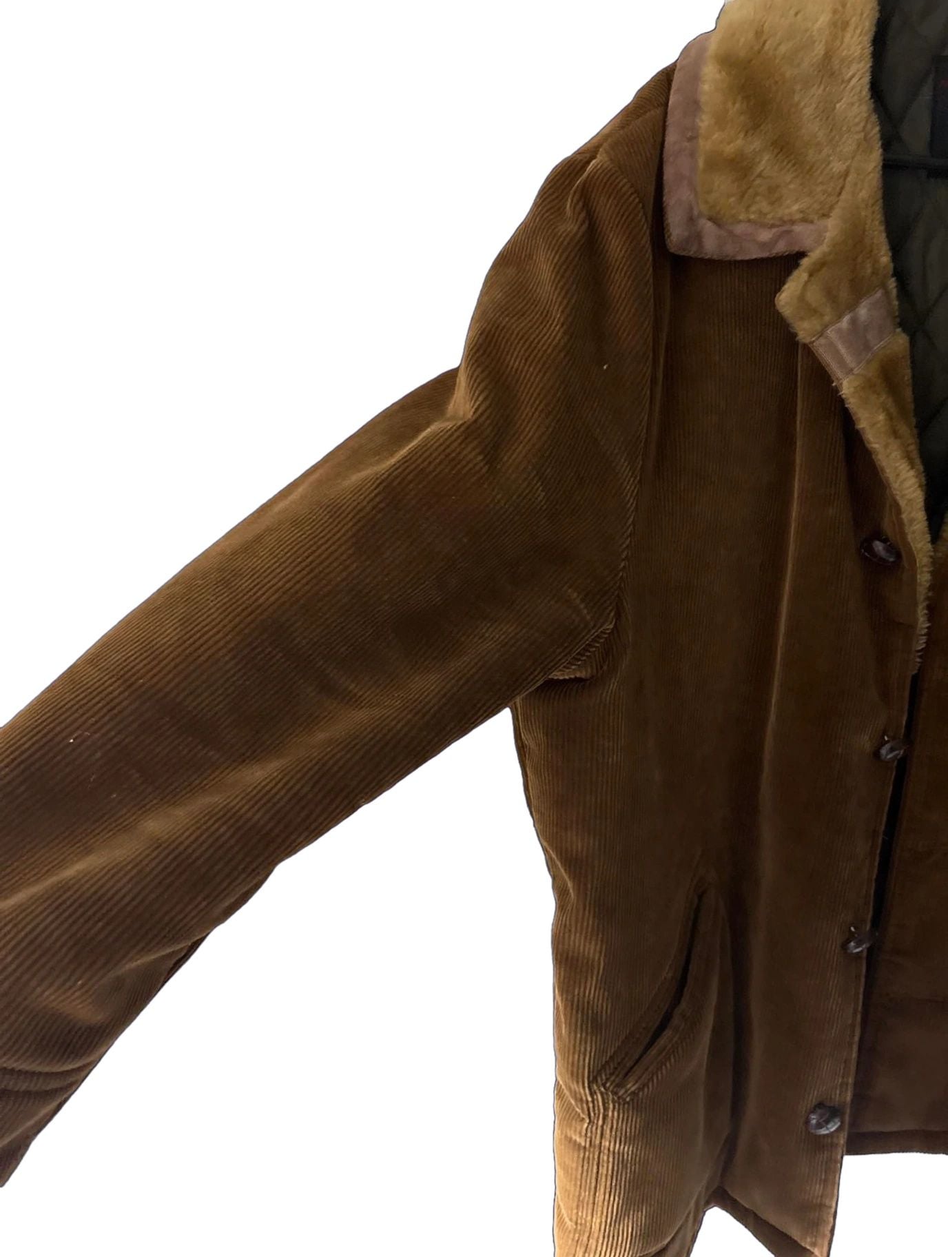 Grande Bay Corduroy Shearling Jacket Size 44 Brown Quilted Lined 3