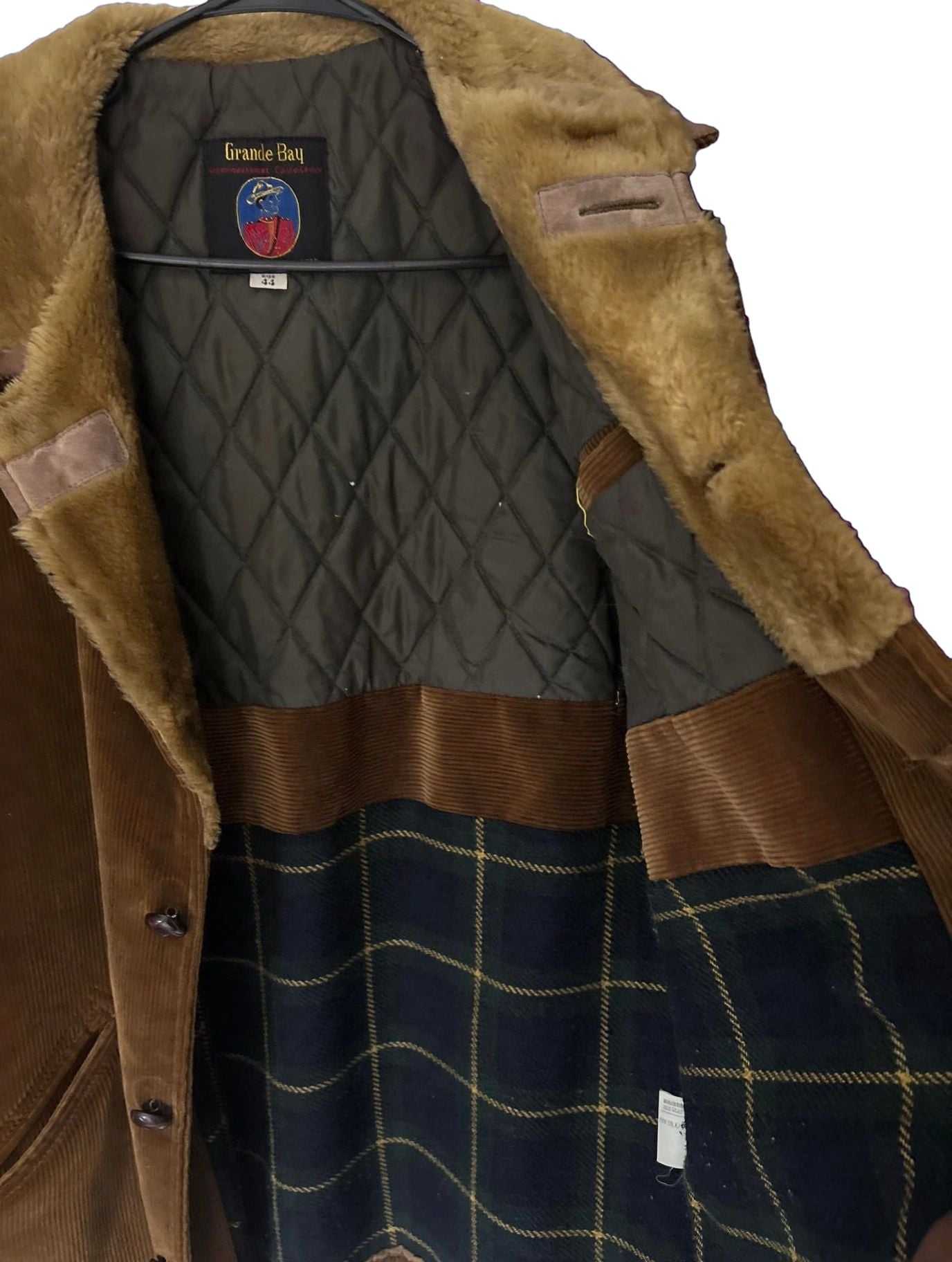 Grande Bay Corduroy Shearling Jacket Size 44 Brown Quilted Lined 4