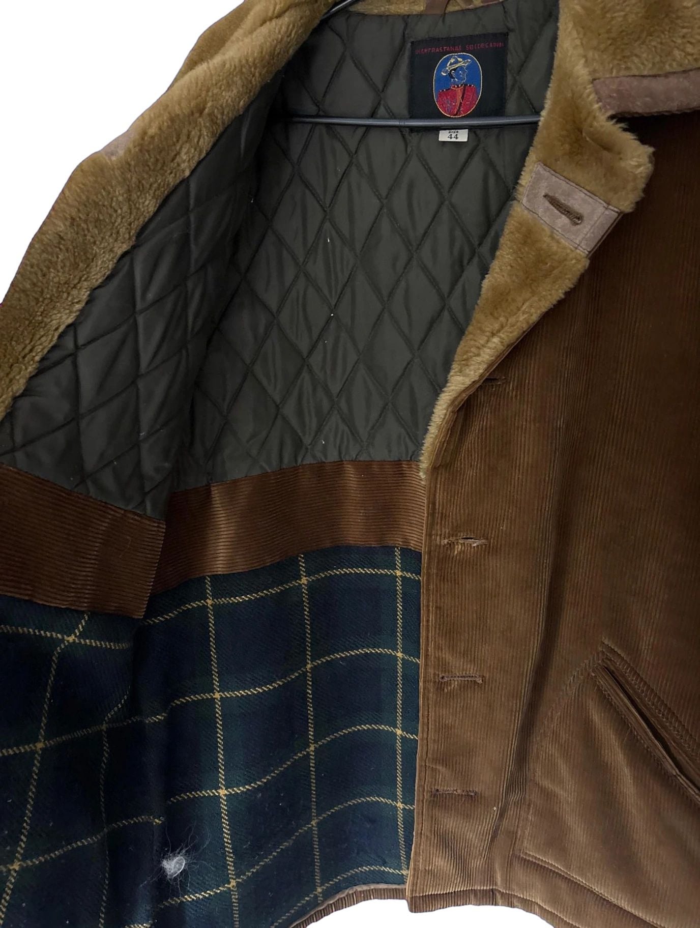 Grande Bay Corduroy Shearling Jacket Size 44 Brown Quilted Lined 5