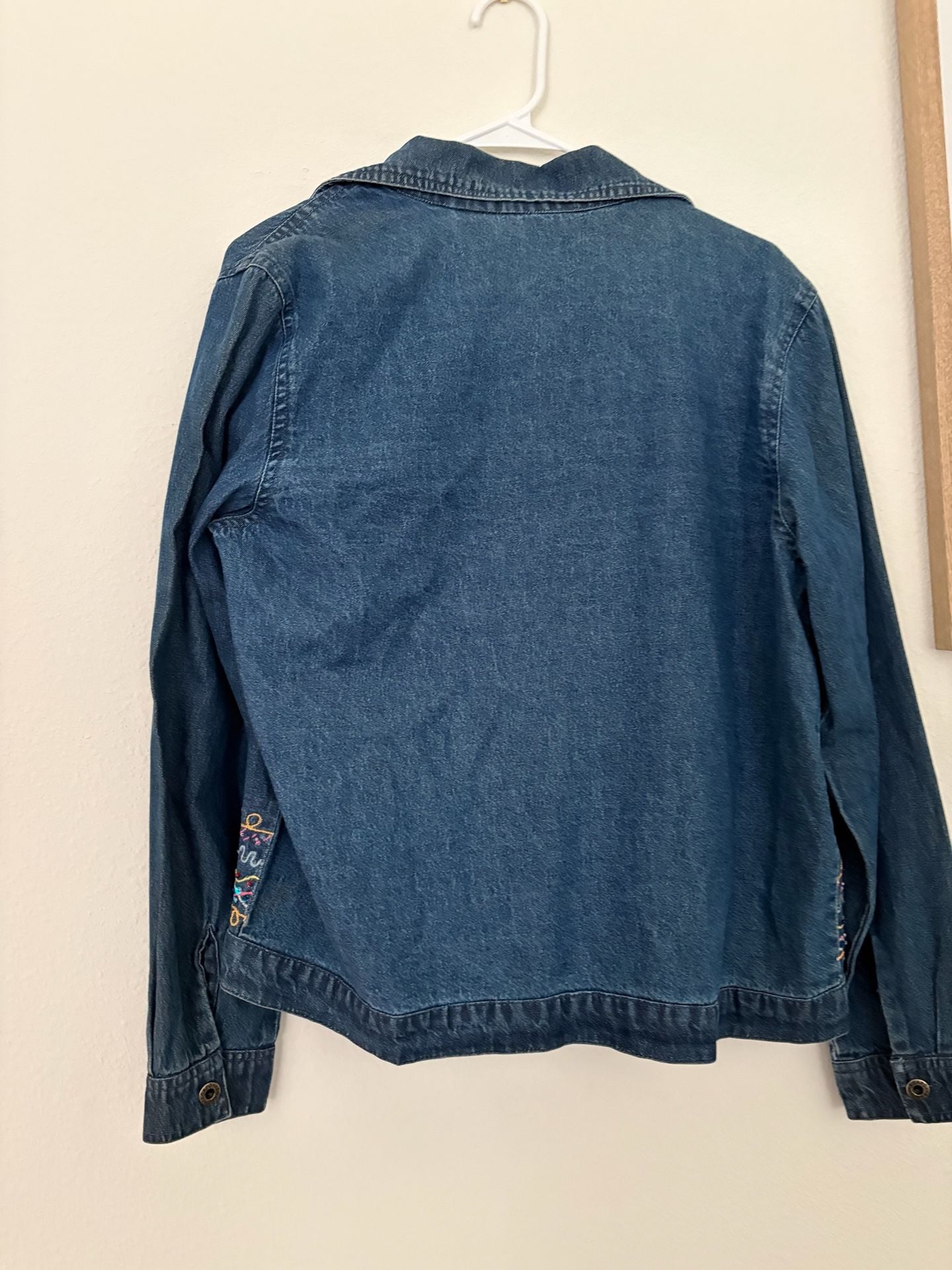 Agapo Denim Jacket Blue Embroidered Beaded Bohemian 9