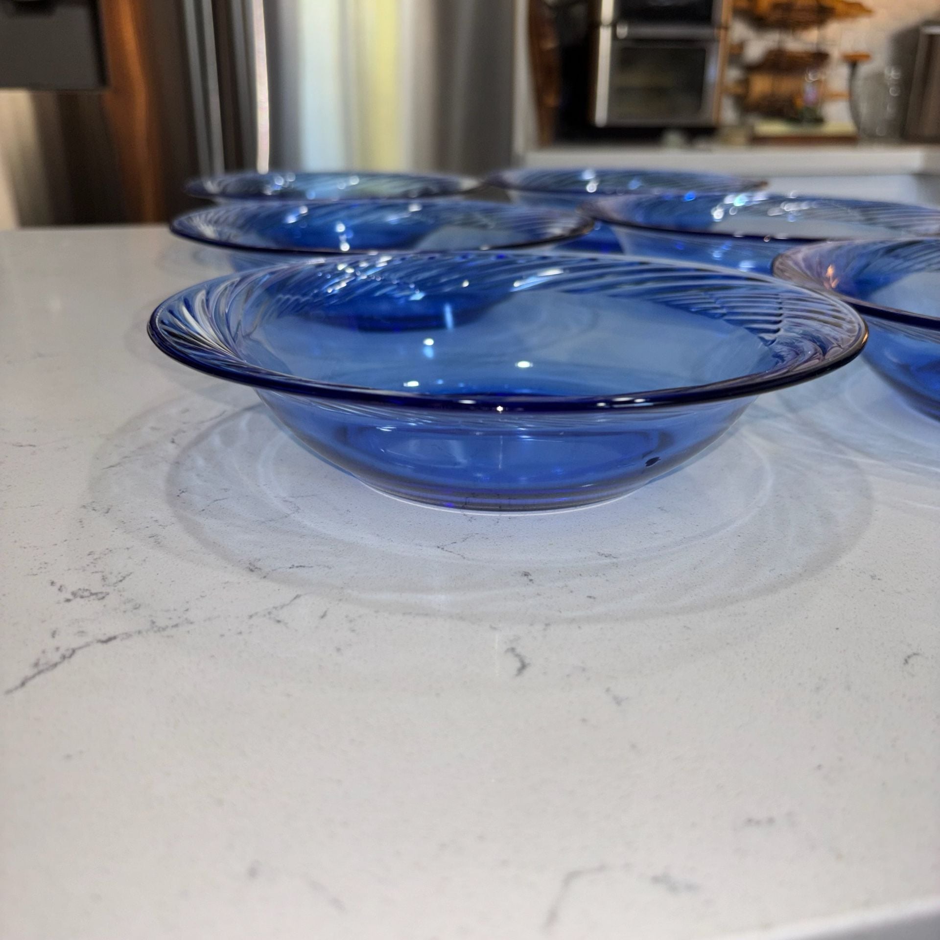 Pyrex Festiva Cobalt Blue Swirl 7.5 Inch Soup Cereal Bowls Set Of 6 5