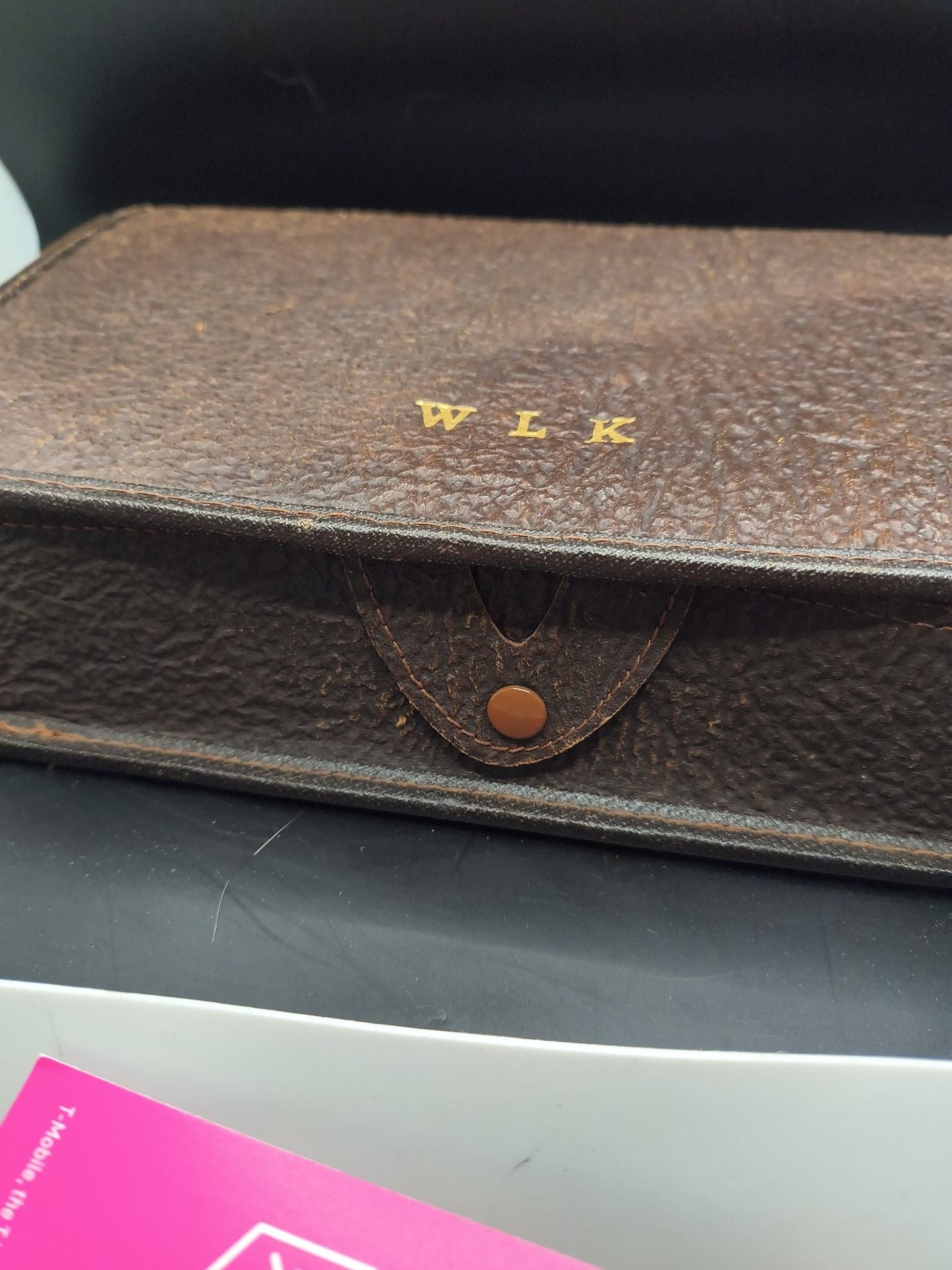 Vintage Leather Travel Vanity Set Monogram WLK 7