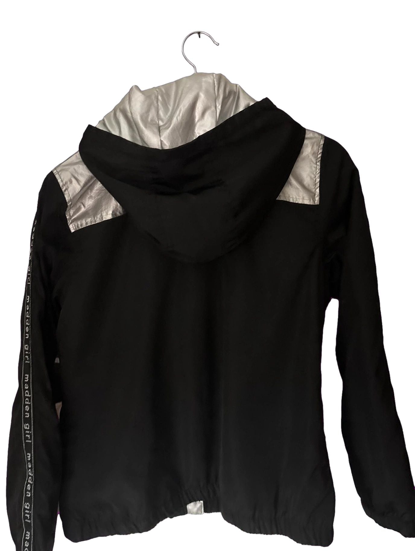 Madden Girl Full Zip Hooded Jacket Black Silver 3