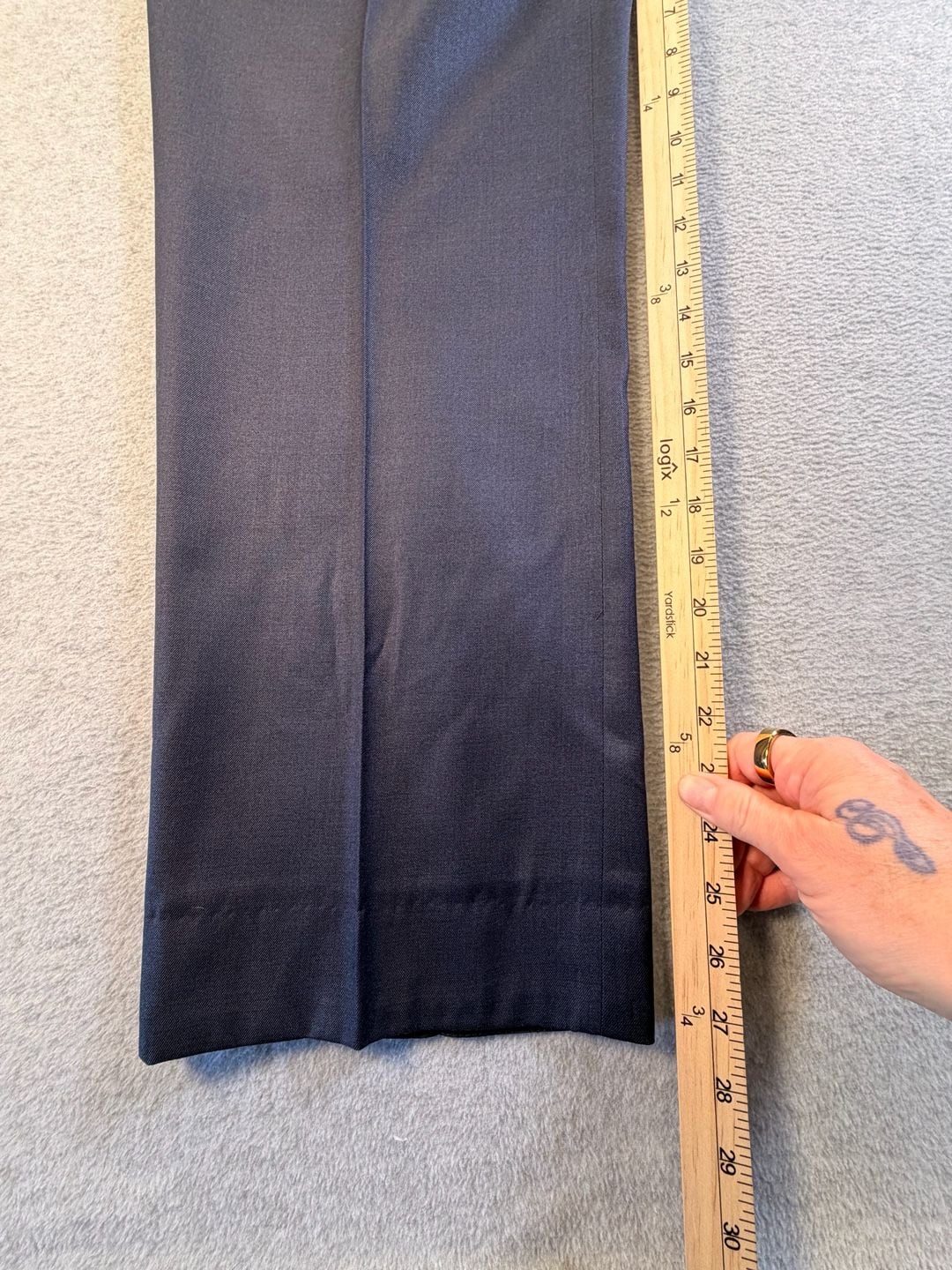 Custom Tailored Dress Pants Navy Blue Pleated Suit Trousers 4