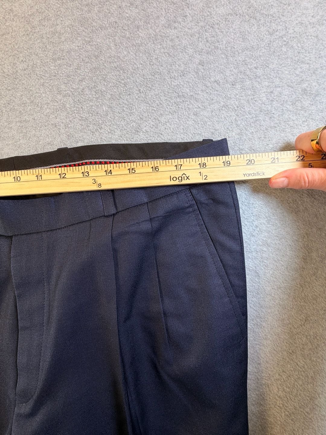 Custom Tailored Dress Pants Navy Blue Pleated Suit Trousers 5