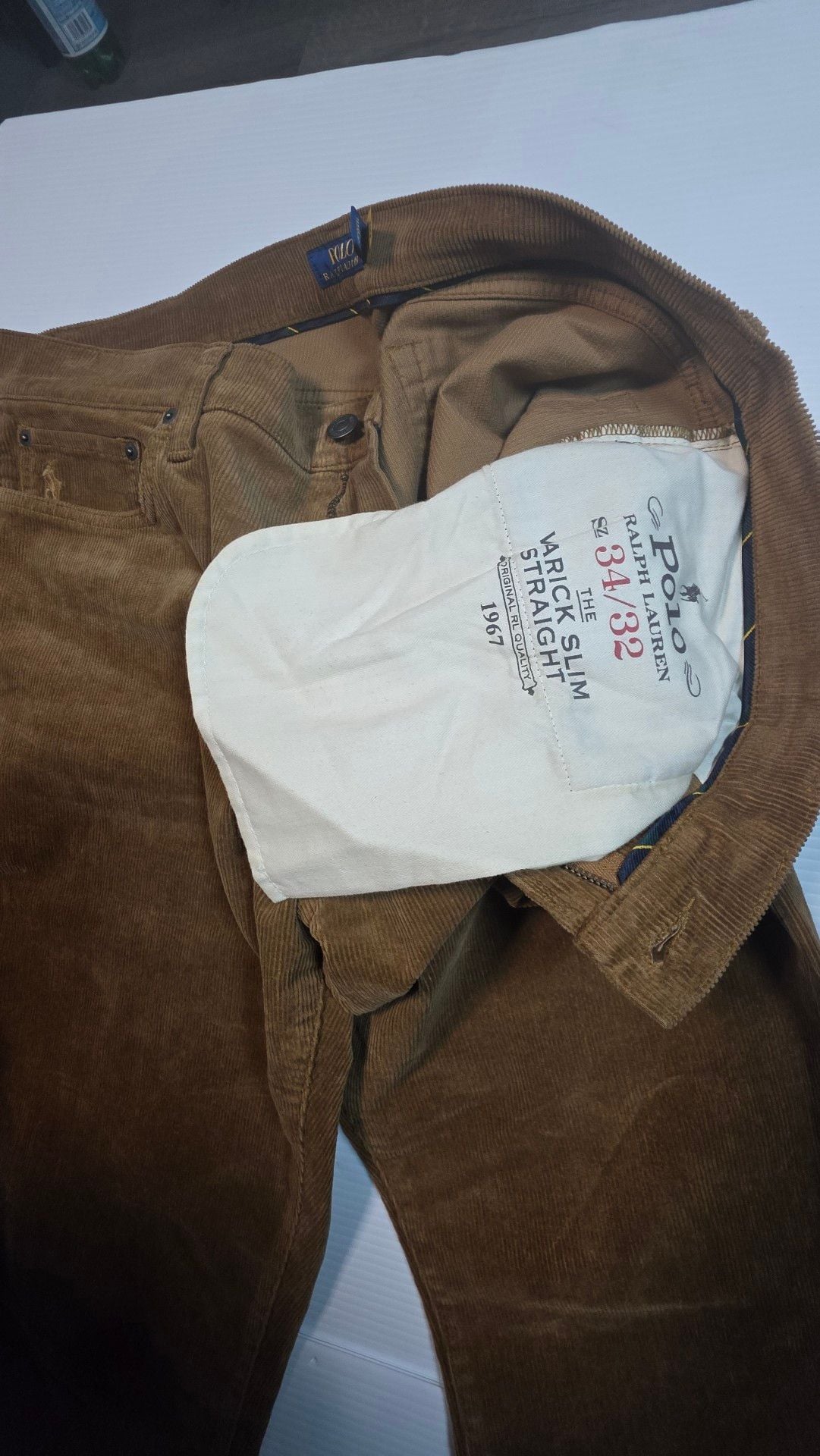 Polo Ralph Lauren Varick Slim Straight Corduroy Pants 34/32 Brown 6