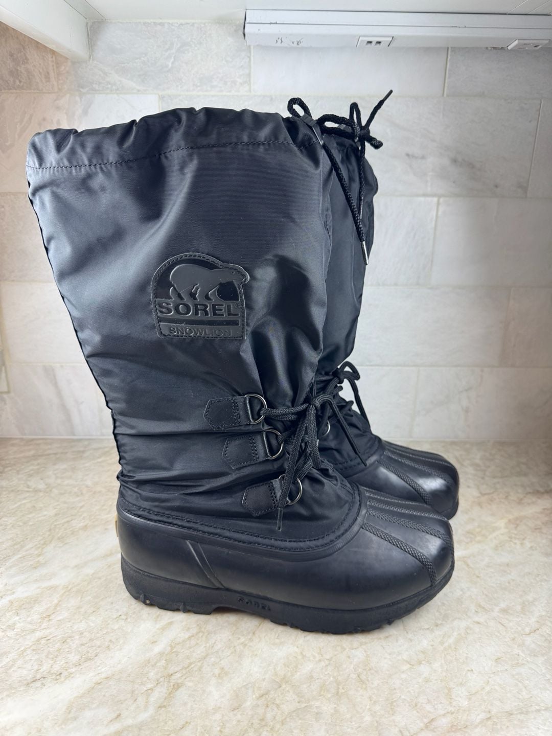 Sorel Snowlion II Women’s Snow Boots Black Tall Lace Up Rubber Size 8 3