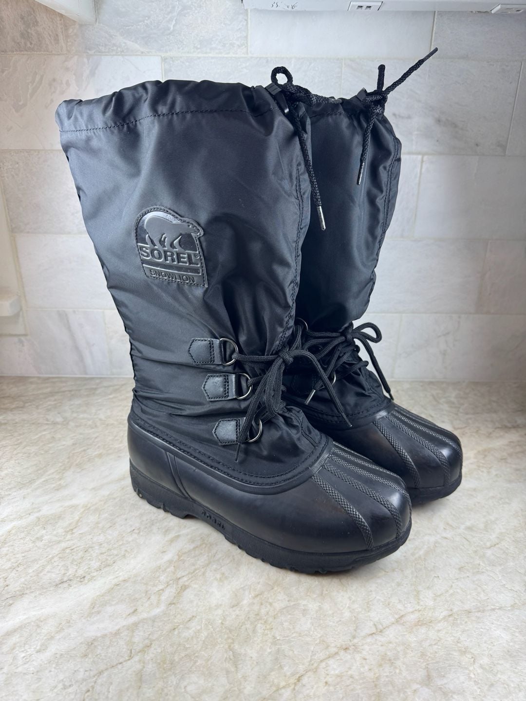 Sorel Snowlion II Women’s Snow Boots Black Tall Lace Up Rubber Size 8 4