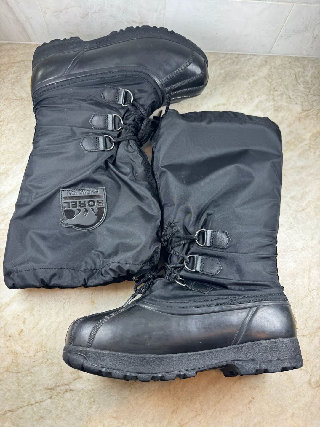 Sorel Snowlion II Women’s Snow Boots Black Tall Lace Up Rubber Size 8 6
