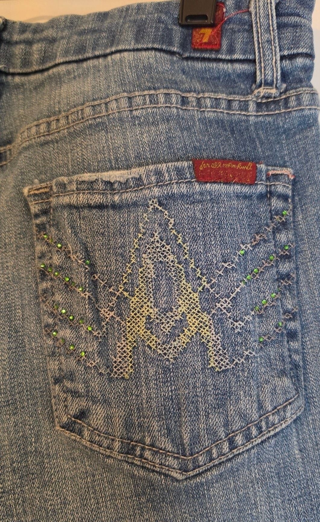 7 For All Mankind Bootcut Jeans Size 27 Blue Denim 6