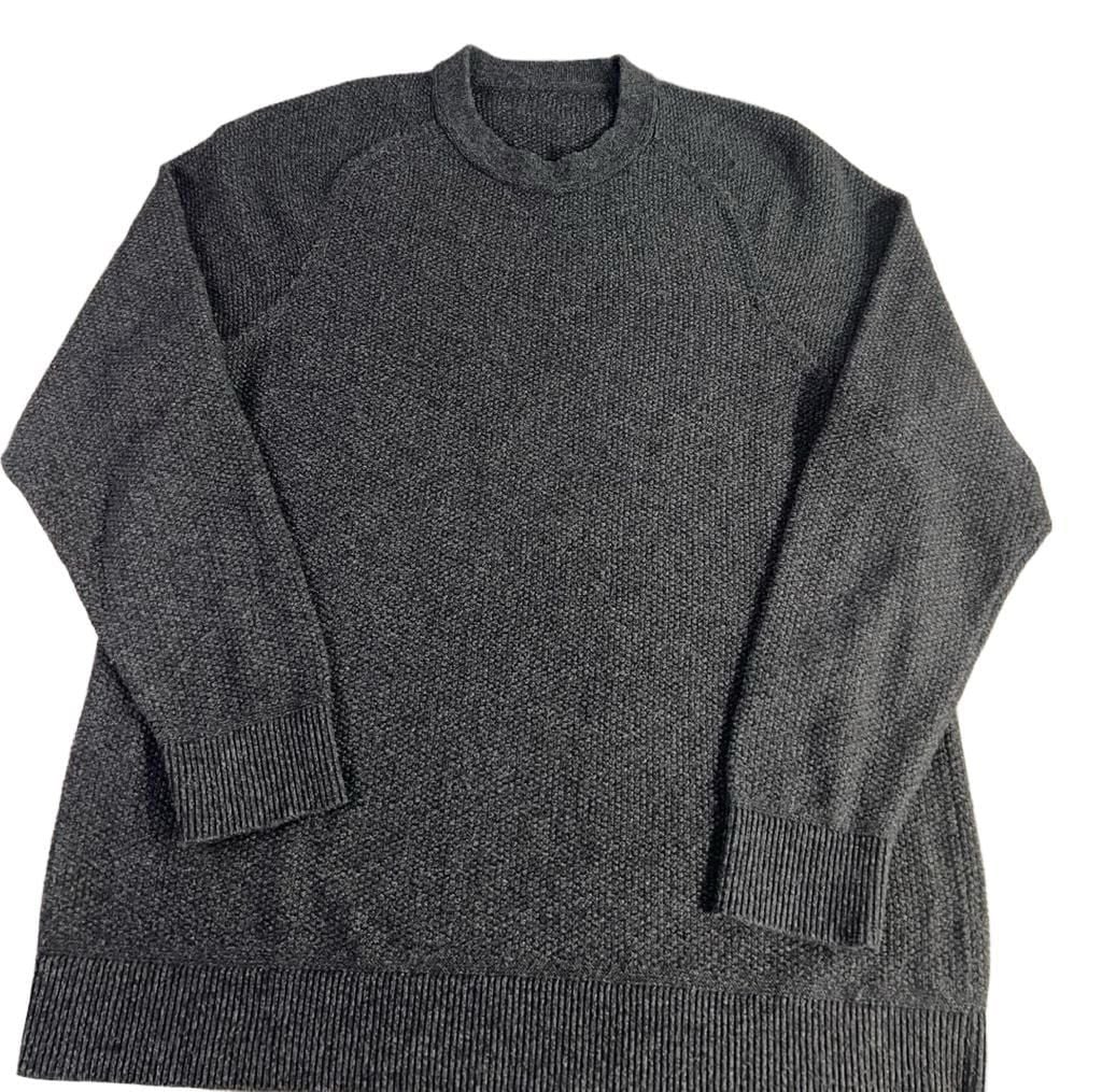Lululemon Textured Knit Crewneck Sweater Size M Grey Cotton Blend 2