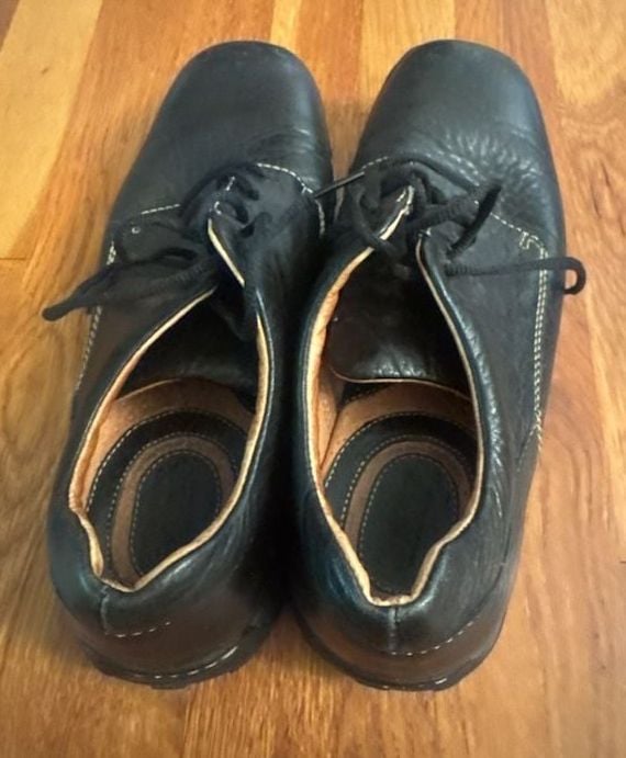 Born Shoes Size 19 1/2 Black Leather Lace-Up Casual Flats 7