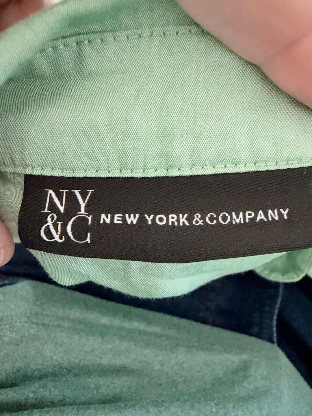 New York & Company Green Short Sleeve Blouse 7