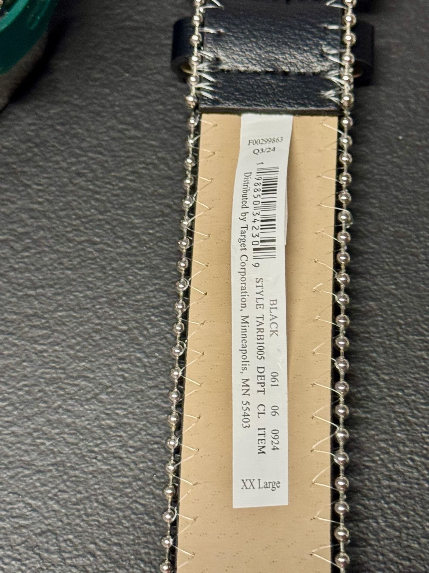 WU69 Size XXL Wild Fable Black Silver Beaded Trim Belt NWT 5