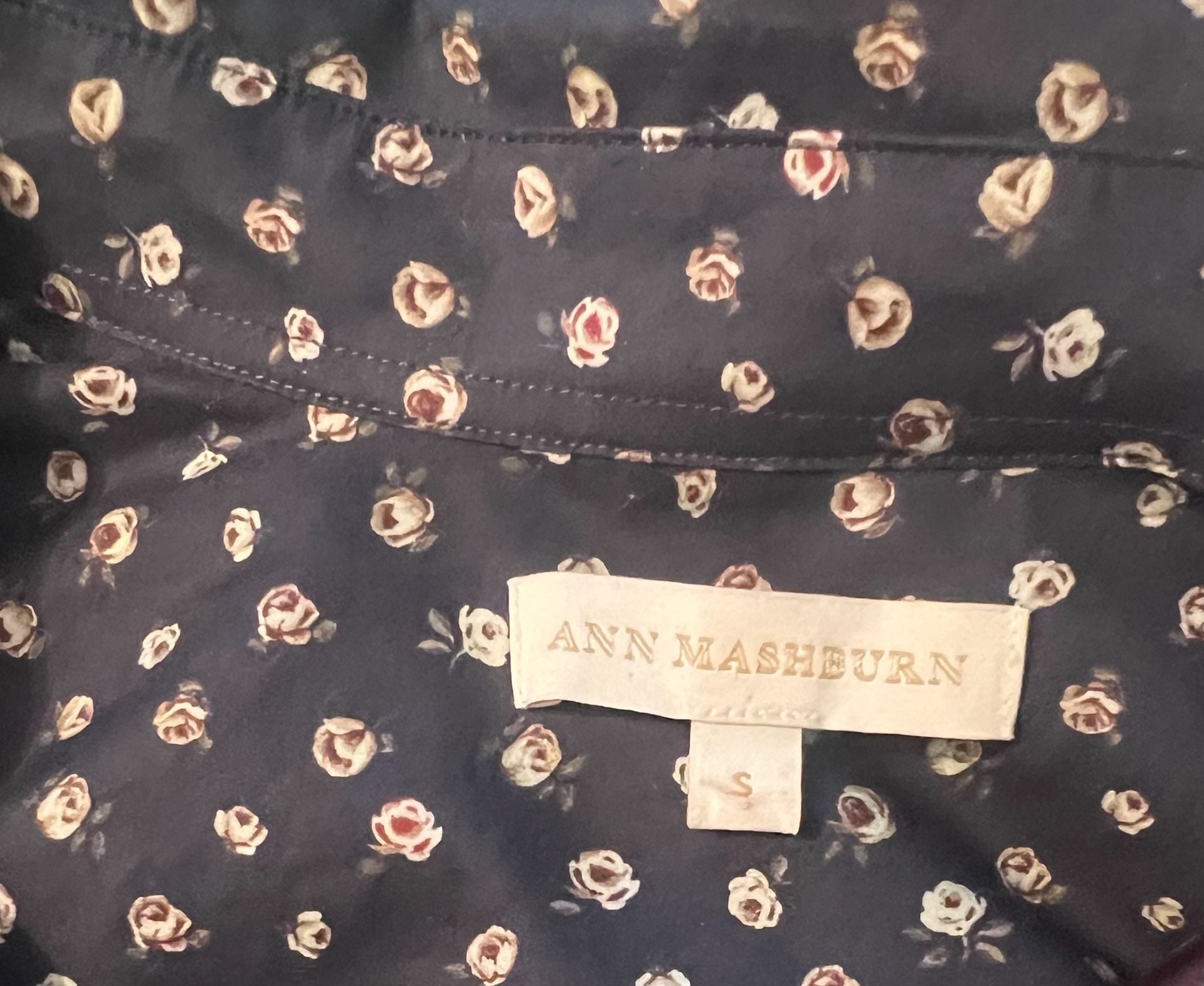 Ann Mashburn Tie Tunic Size S Blue Floral Poplin 3